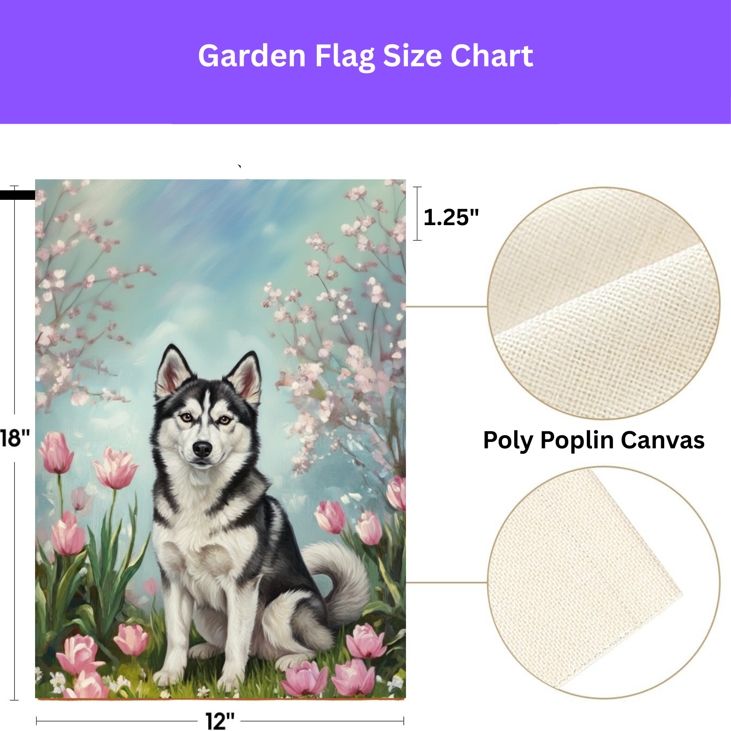 Alaskan Klee Kai in the Tulips Spring Garden Flag - porch decor - Dragonfire Gardens
