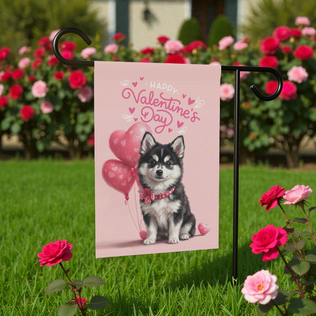 Alaskan Klee Kai Happy Valentine's Day Garden Flag