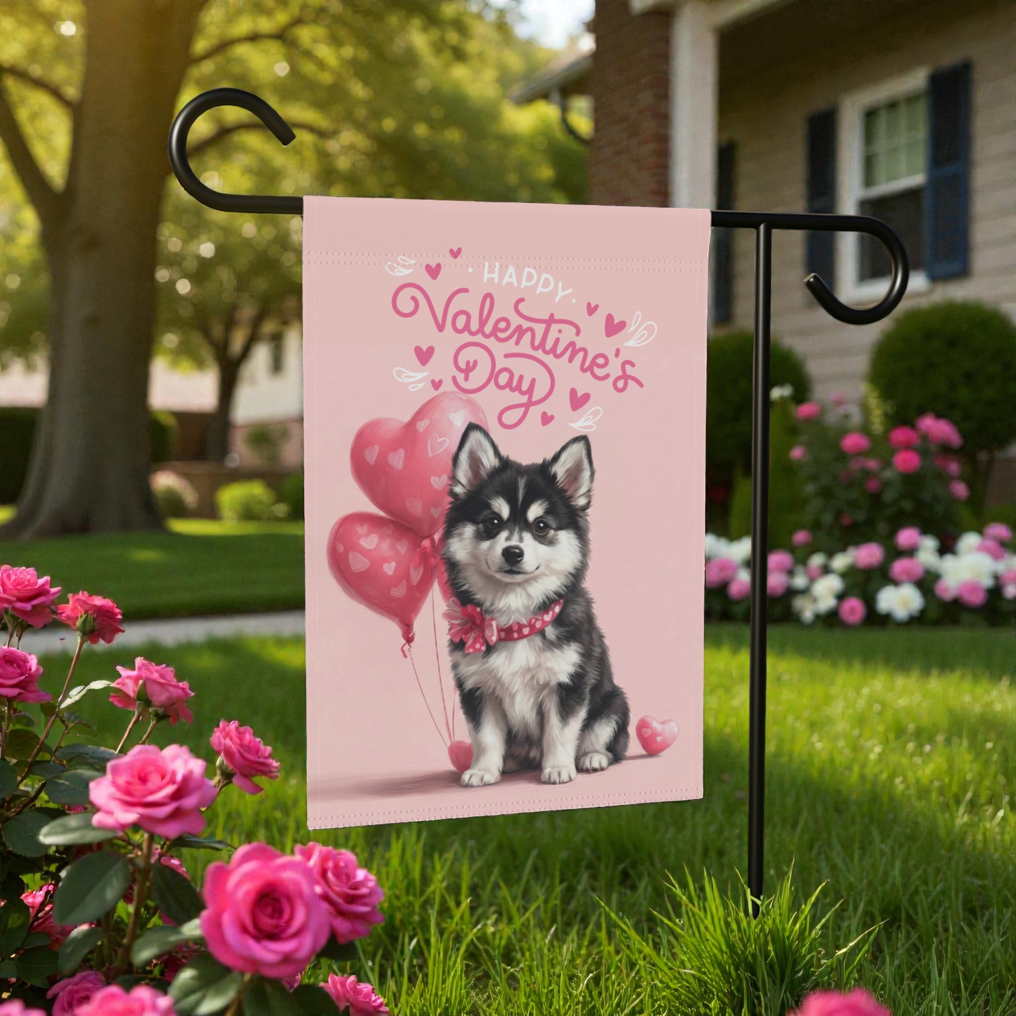 Alaskan Klee Kai Happy Valentine's Day Garden Flag