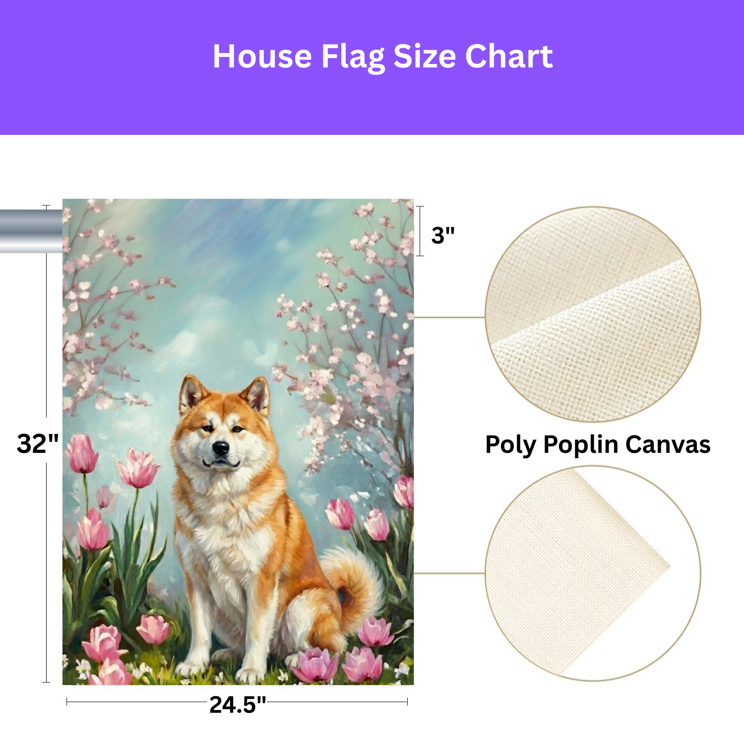 Akita in the Tulips Spring Garden Flag - yard display - Dragonfire Gardens