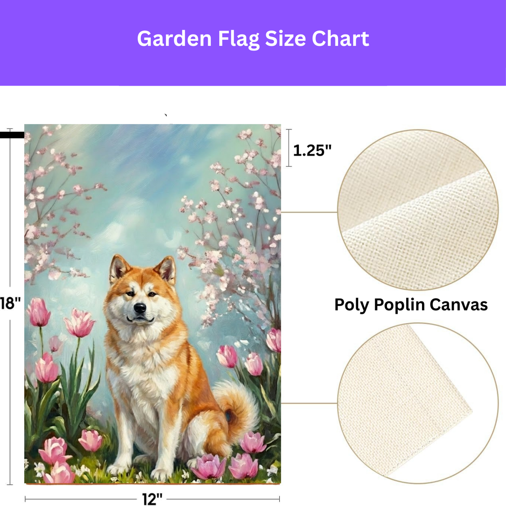Akita in the Tulips Spring Garden Flag - porch decor - Dragonfire Gardens