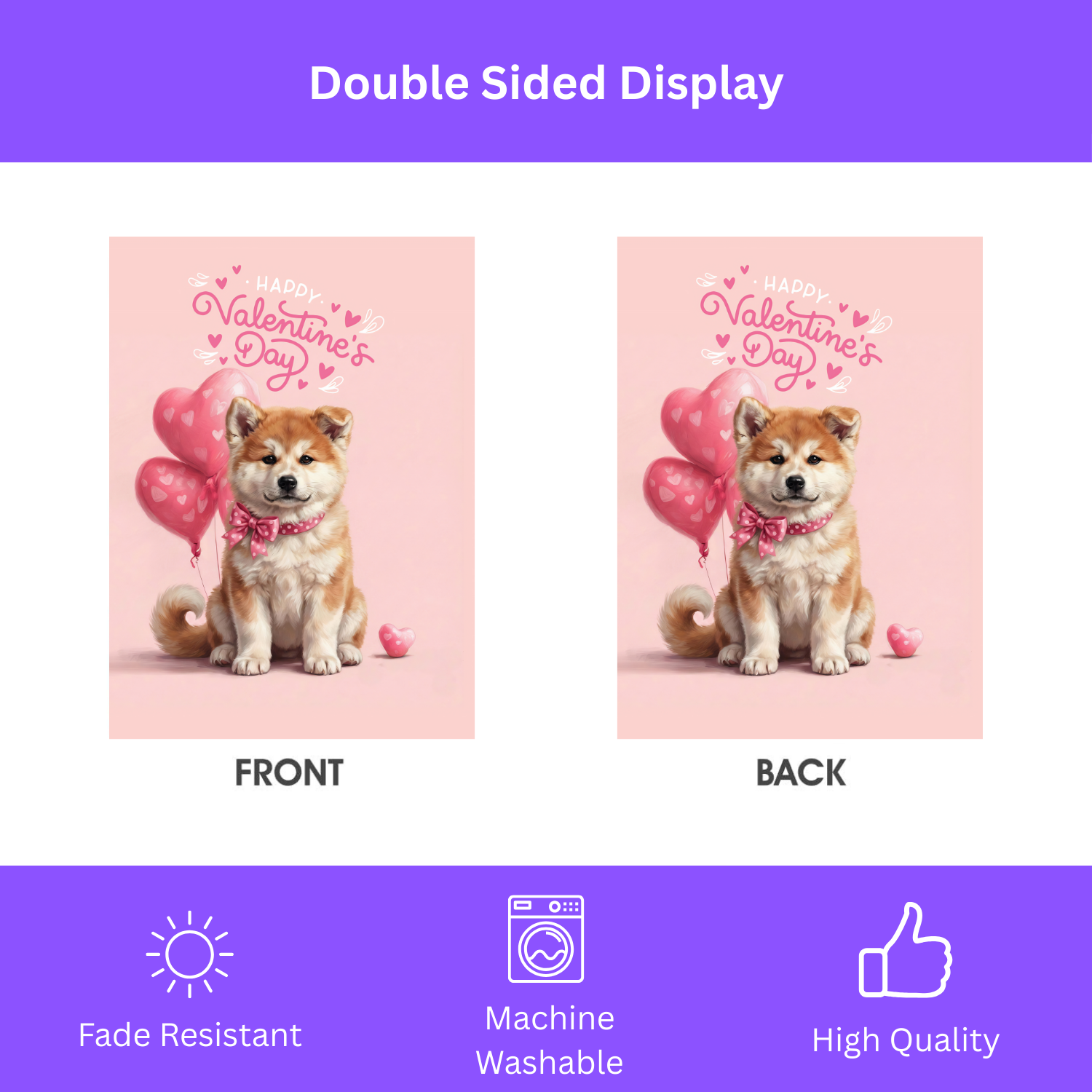 Akita Puppy Happy Valentine's Day Garden Flag