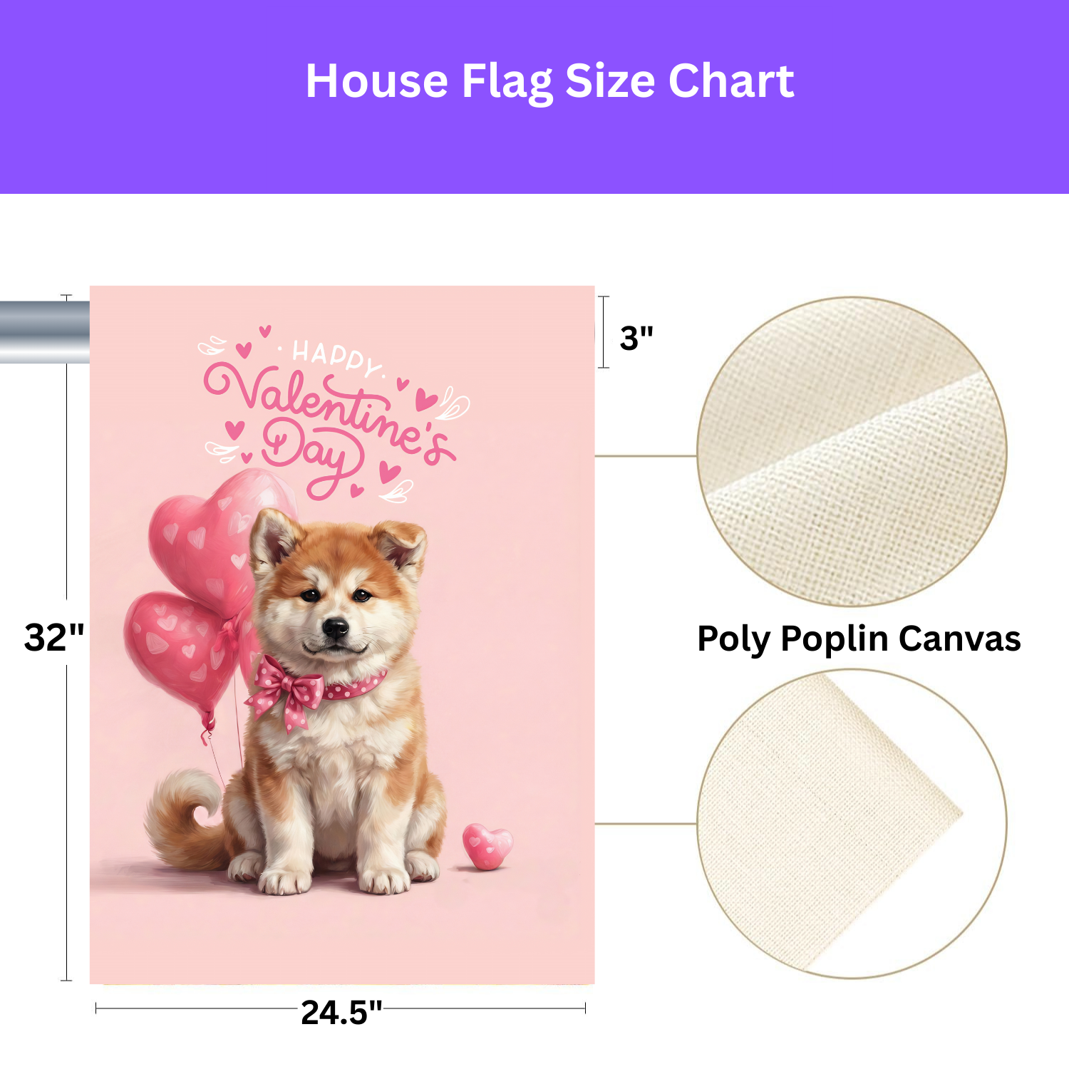 Akita Puppy Happy Valentine's Day Garden Flag