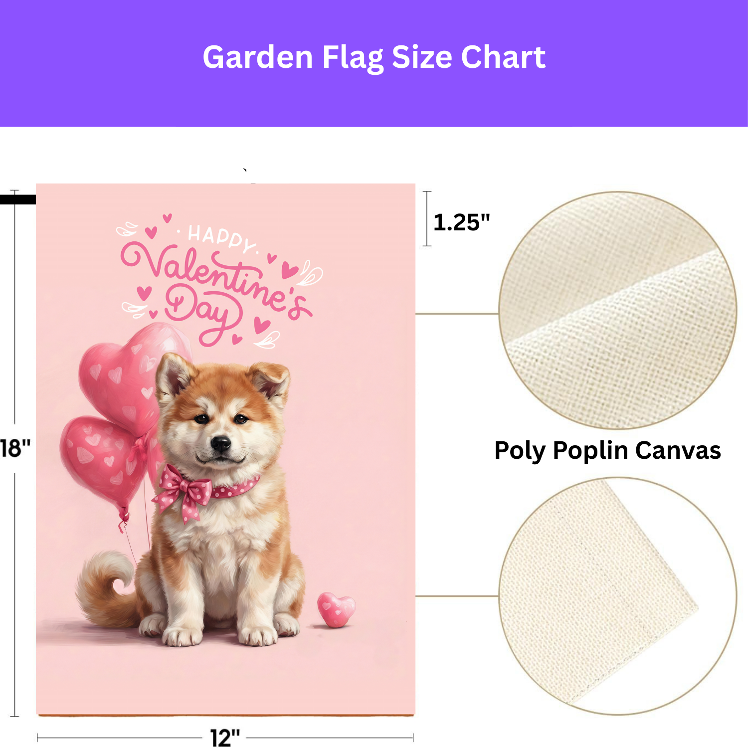Akita Puppy Happy Valentine's Day Garden Flag