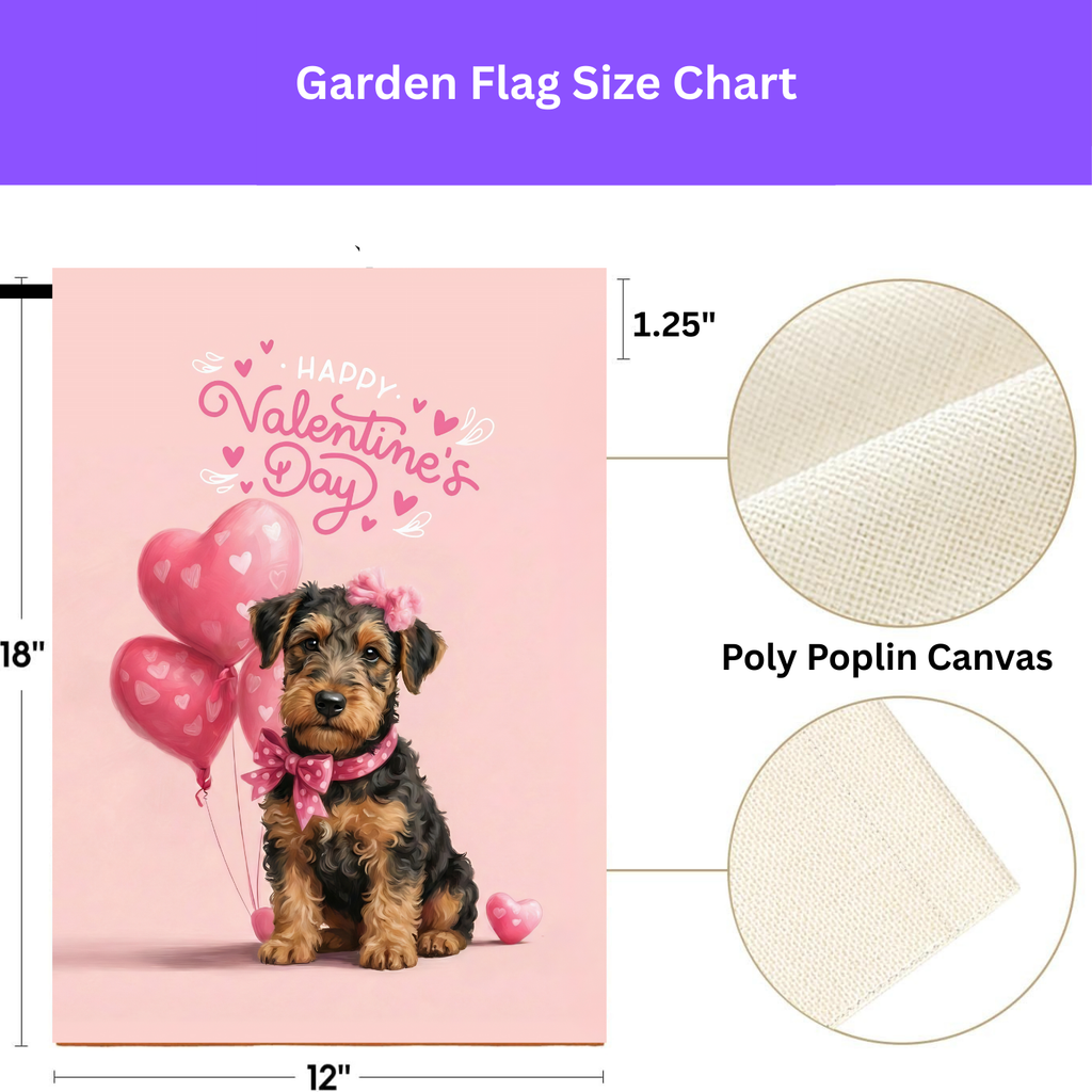 Airedale Terrier Happy Valentine's Day Garden Flag