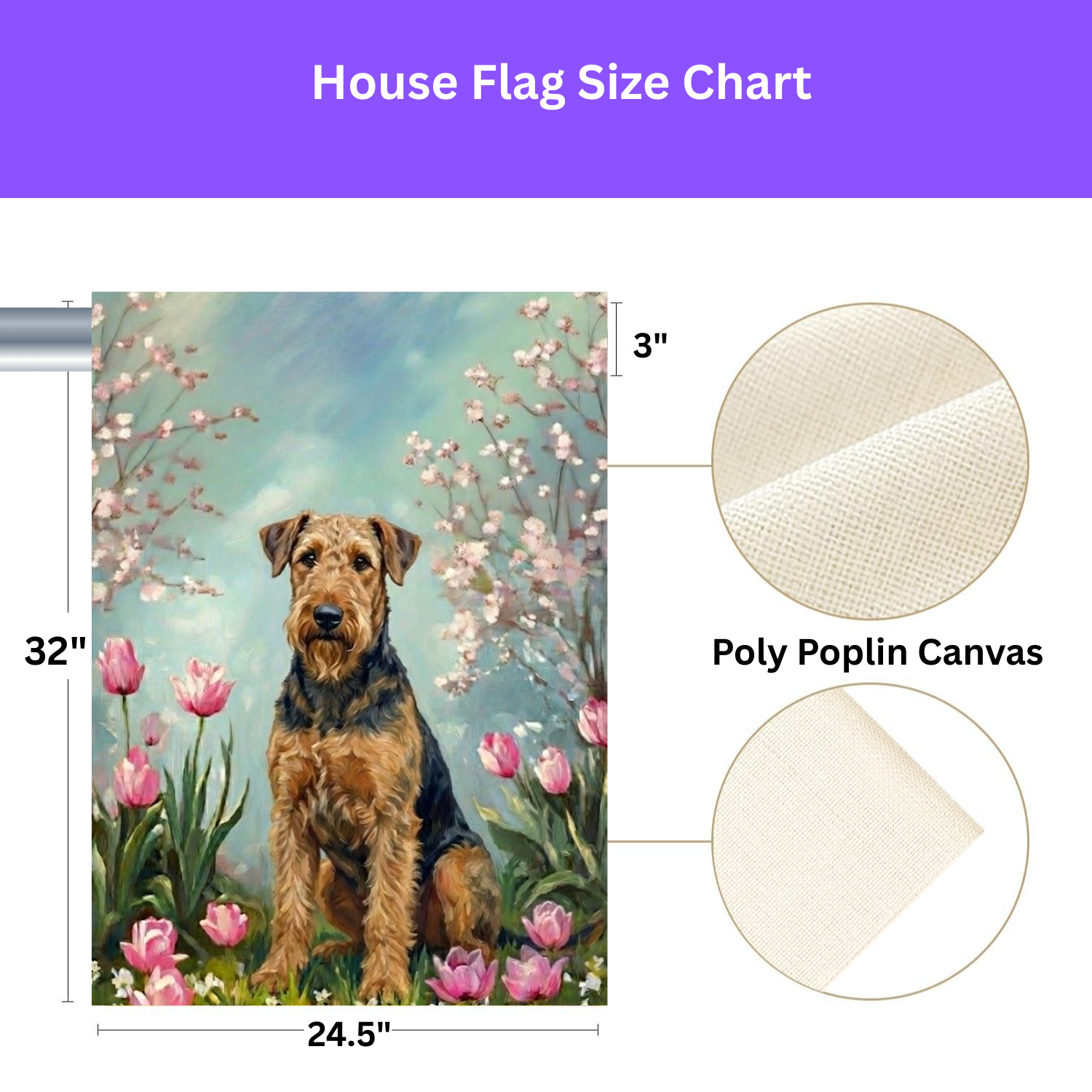 Airedale Terrier In the Tulips Spring Garden Flag - porch decor - Dragonfire Gardens