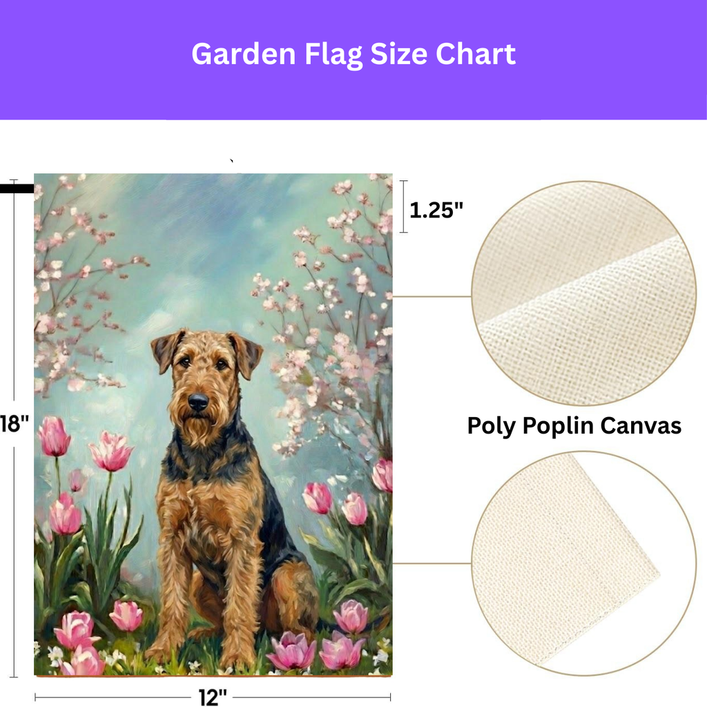 Airedale Terrier In the Tulips Spring Garden Flag - yard display - Dragonfire Gardens