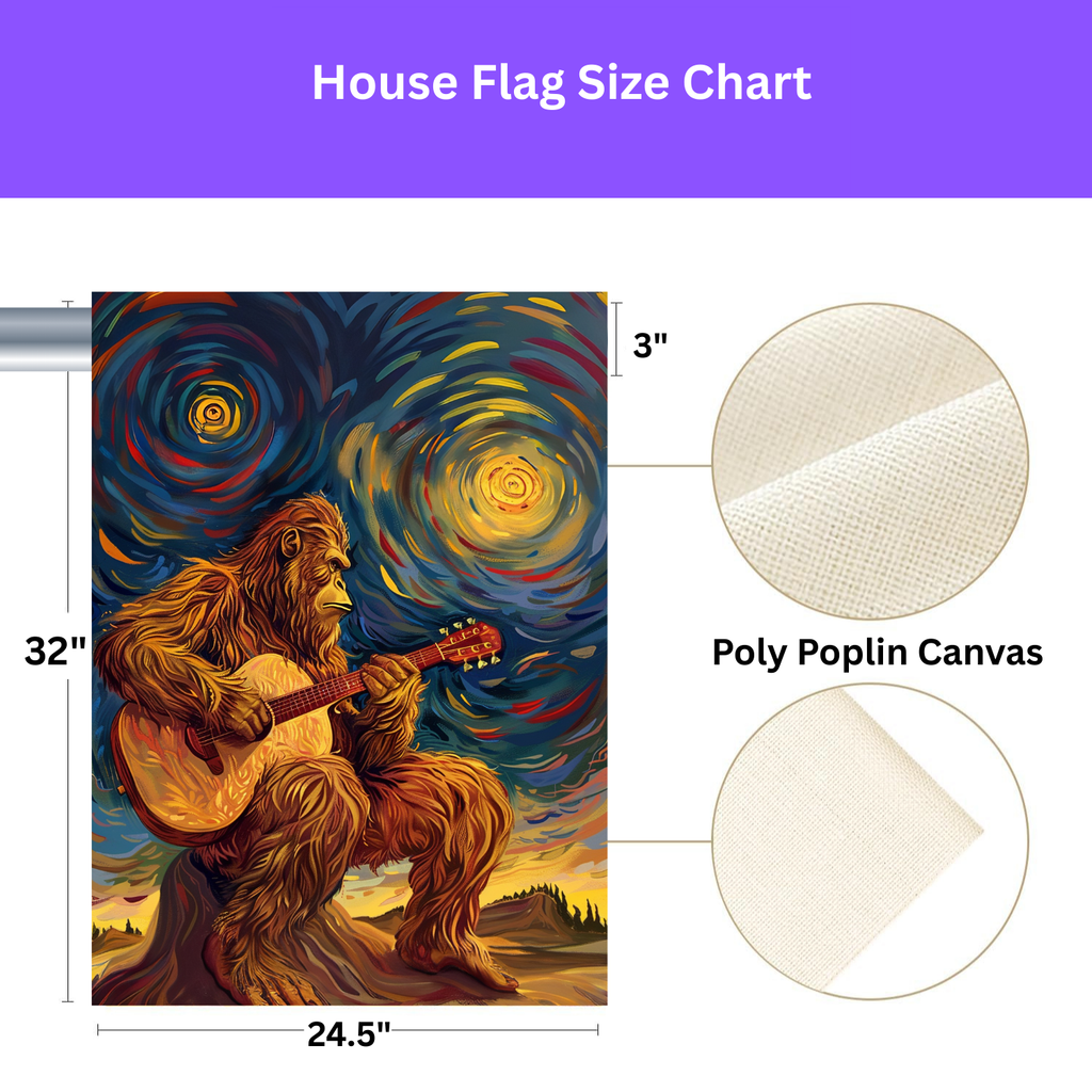 Big Foot and Guitar Garden Flag - porch decor - Dragonfire Gardens