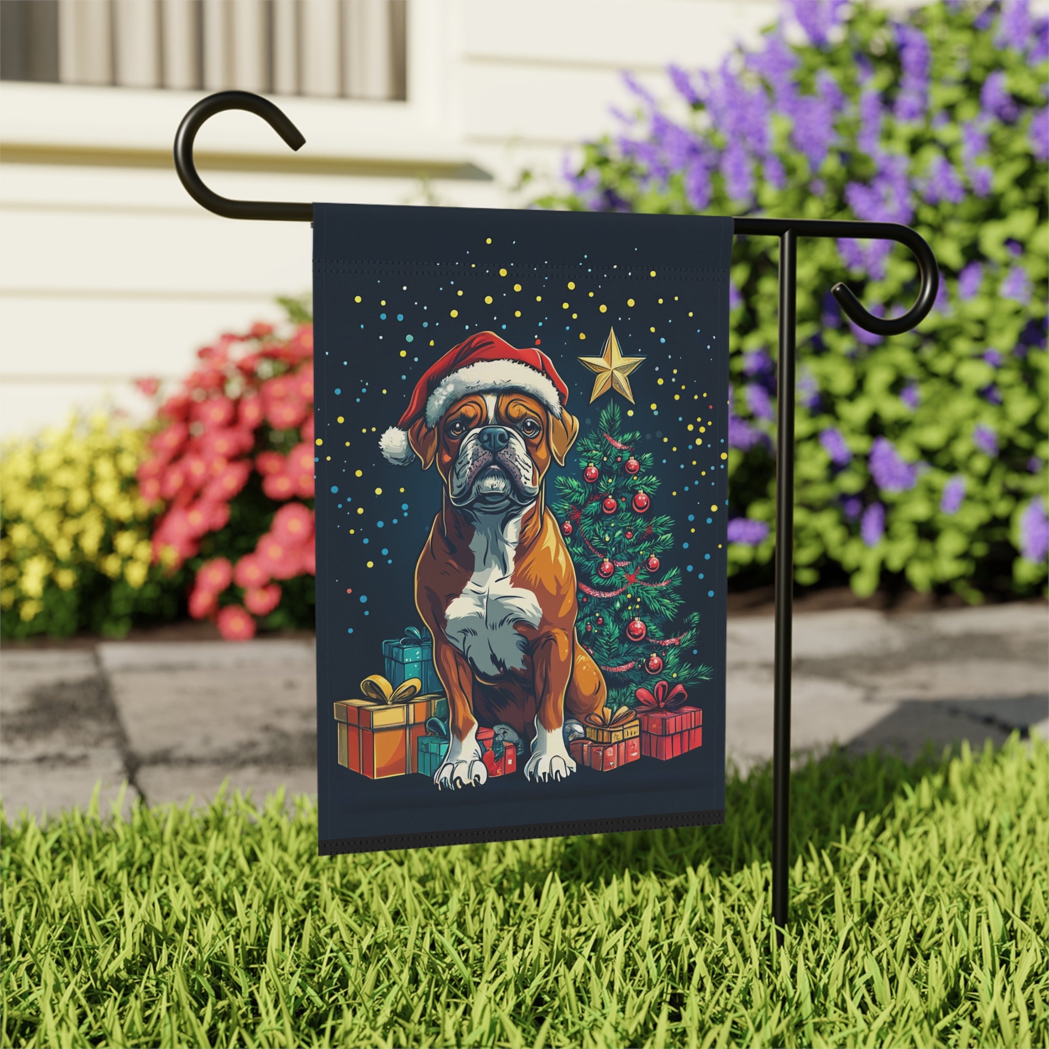 Christmas Boxer Garden Flag