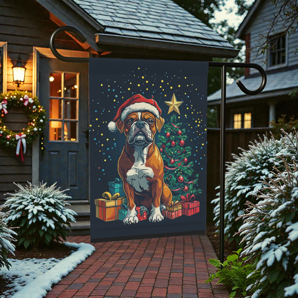 Christmas Boxer Garden Flag