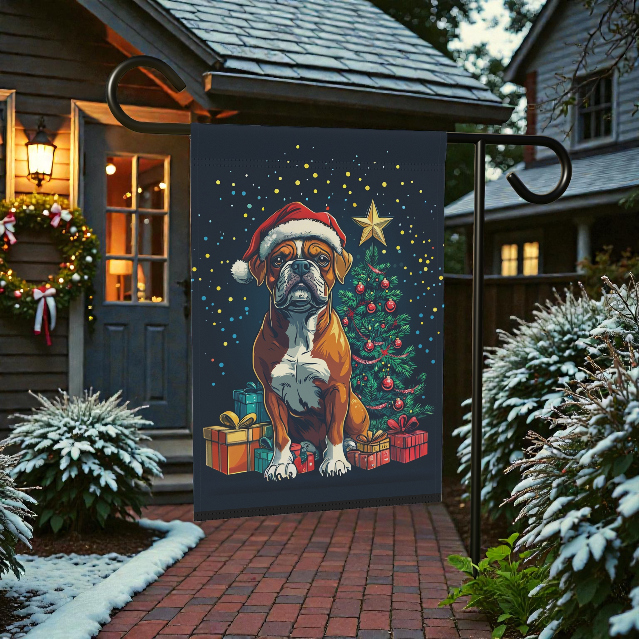 Christmas Boxer Garden Flag