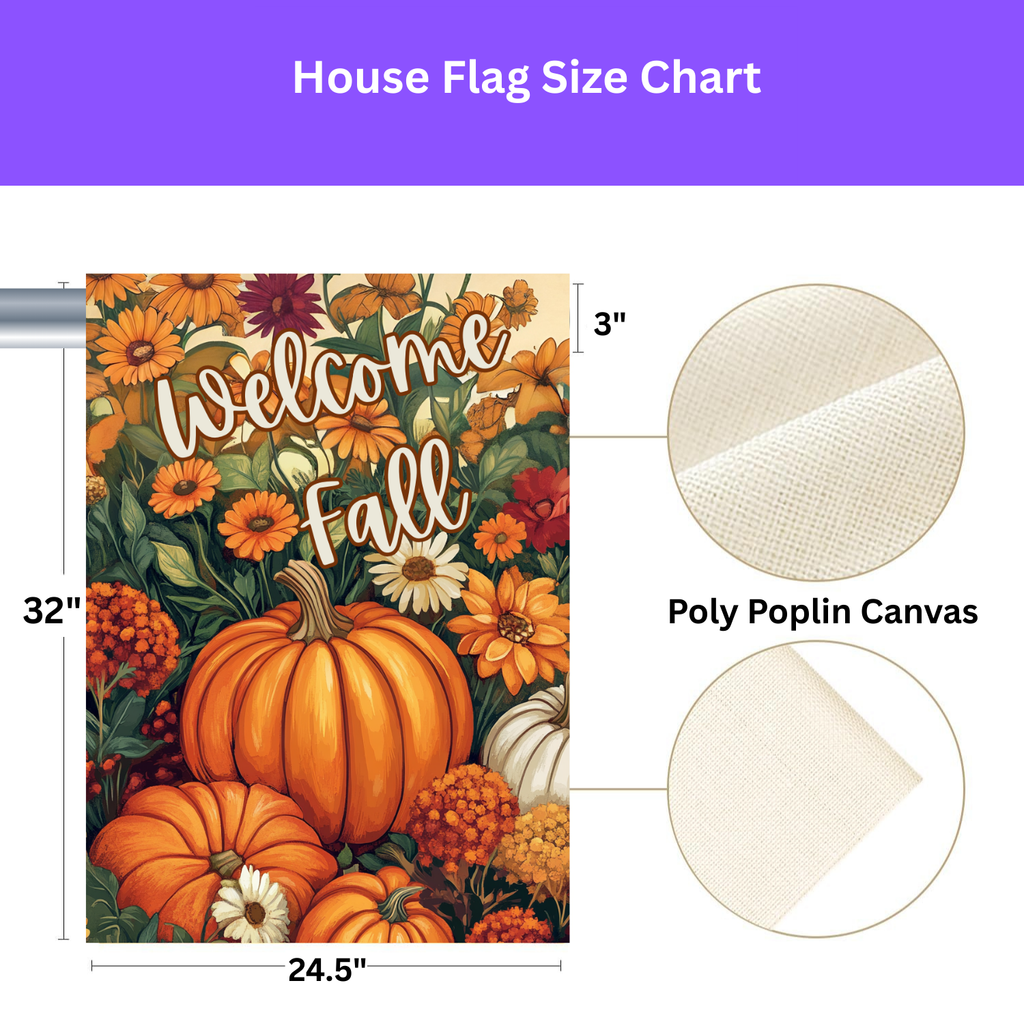 Welcome Fall Pumpkin Garden Flag - yard display - Dragonfire Gardens