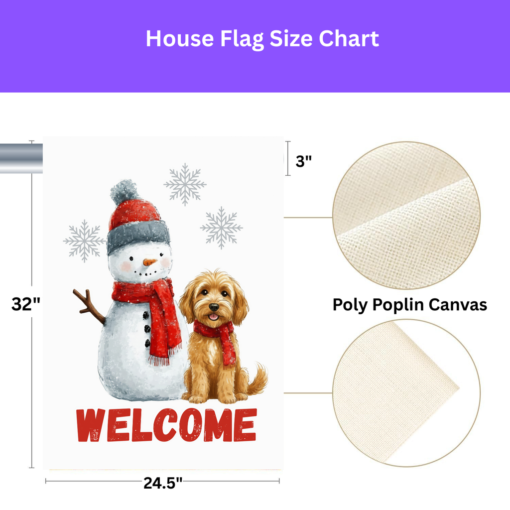 Golden Noodle and Snowman Welcome Garden Flag - porch decor - Dragonfire Gardens