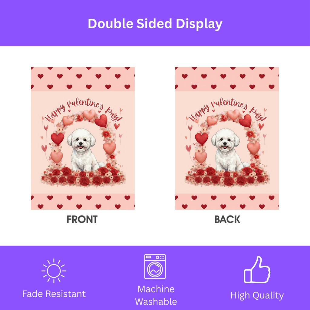 Valentine's Day Bichon Frise Garden Flag