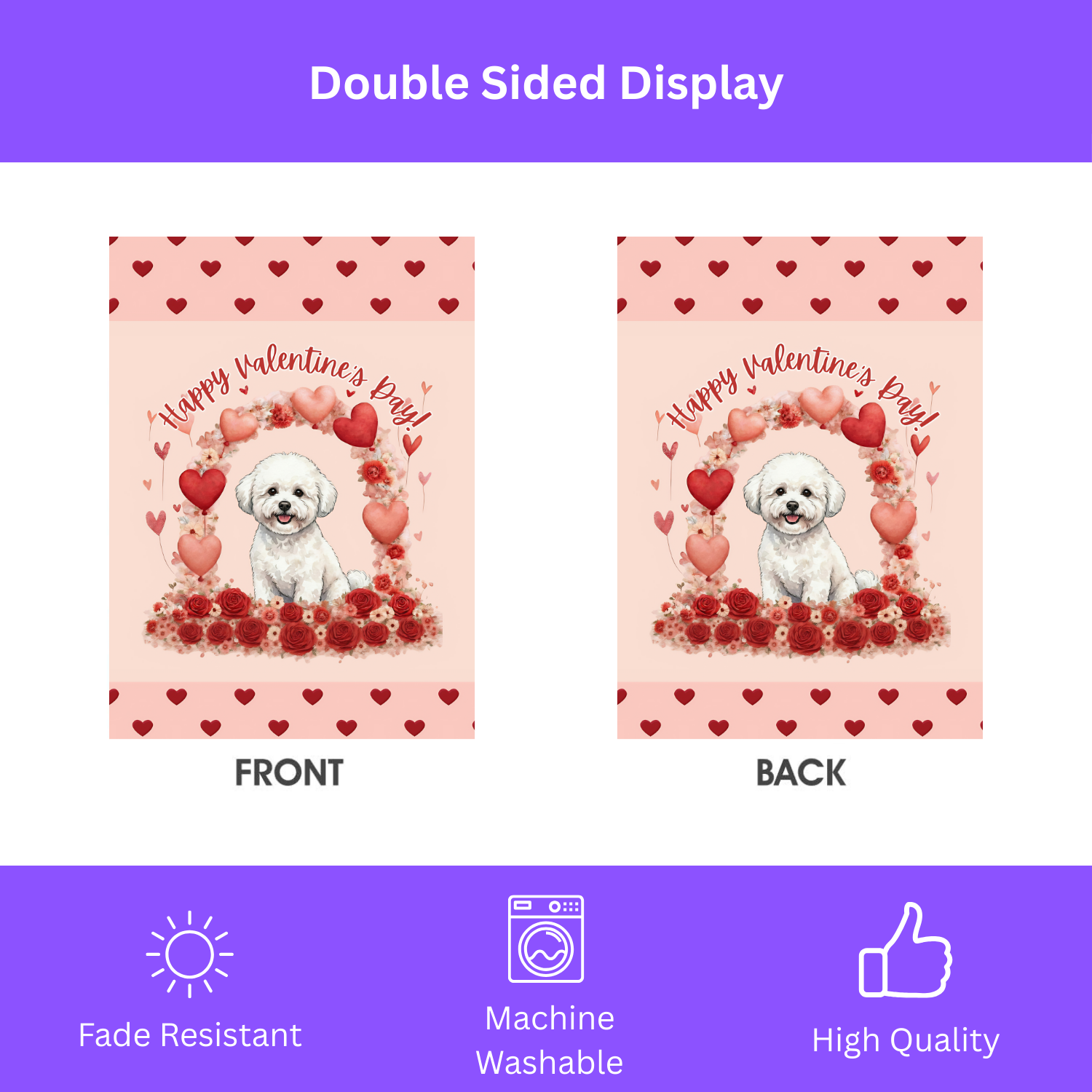Valentine's Day Bichon Frise Garden Flag
