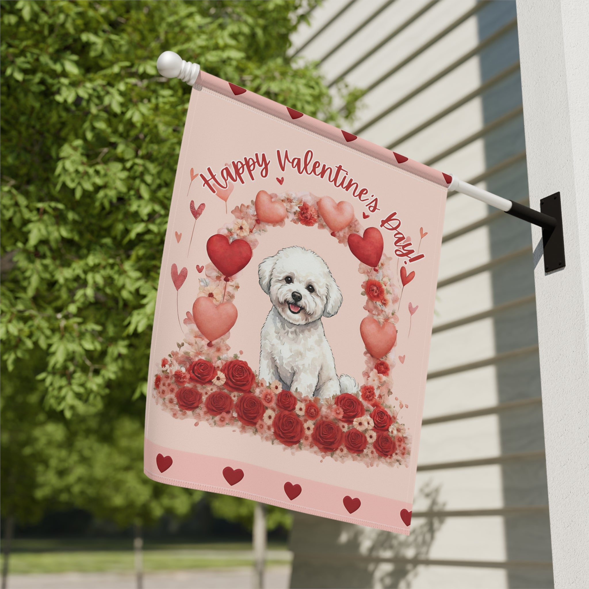 Valentine's Day Bichon Frise Garden Flag