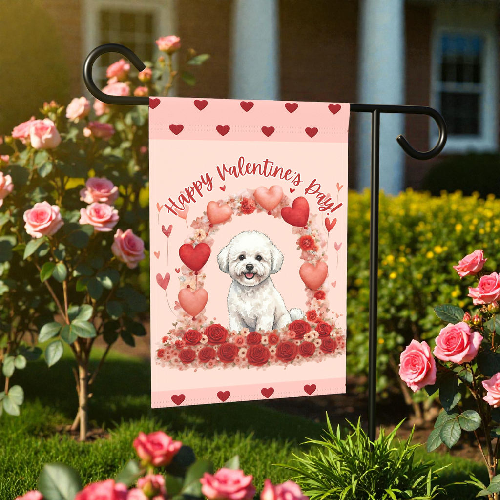 Valentine's Day Bichon Frise Garden Flag