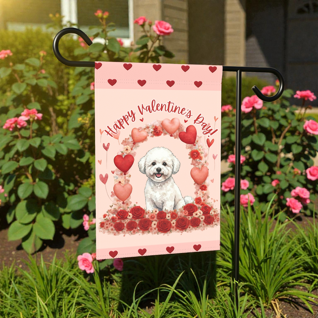 Valentine's Day Bichon Frise Garden Flag