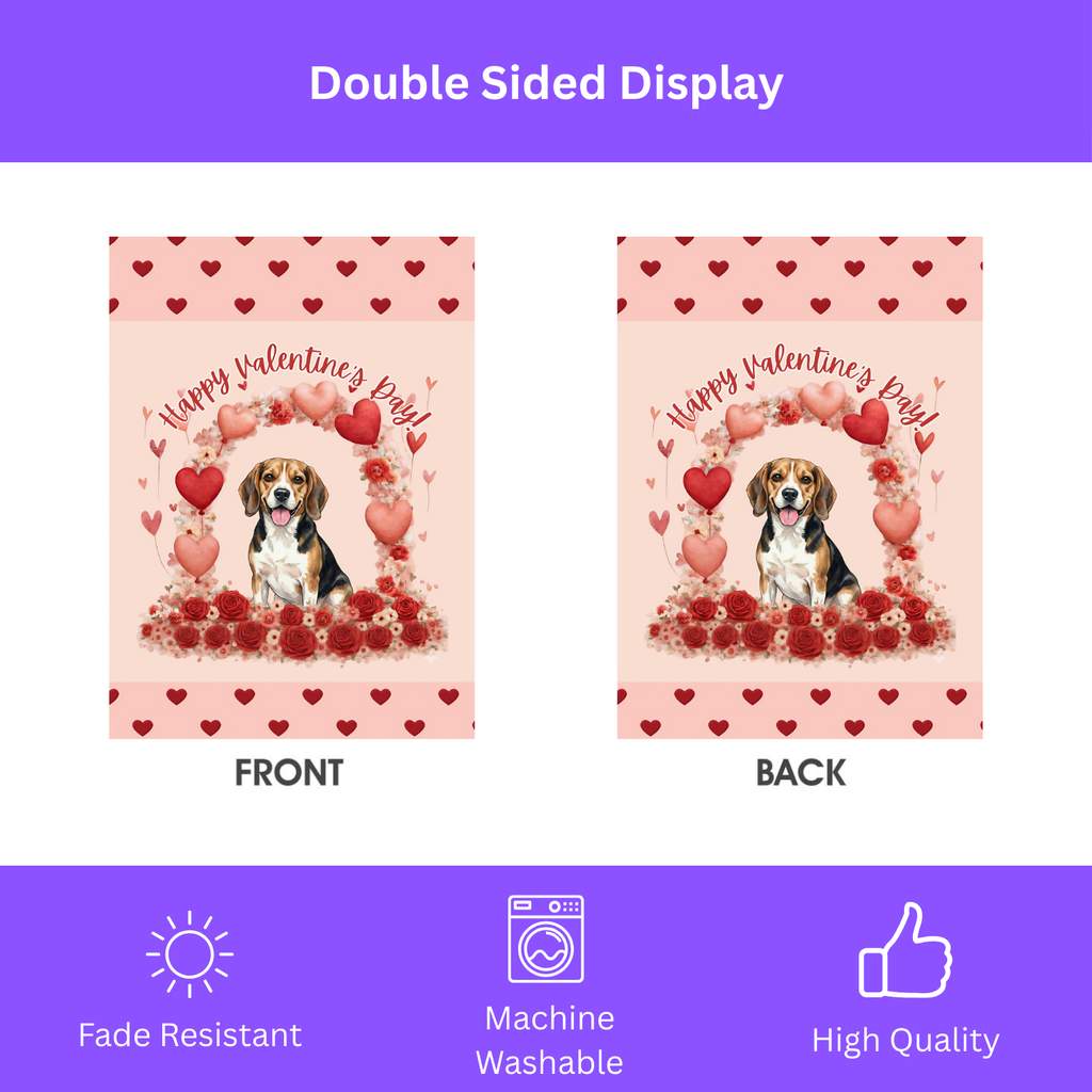 Valentine's Day Beagle Garden Flag