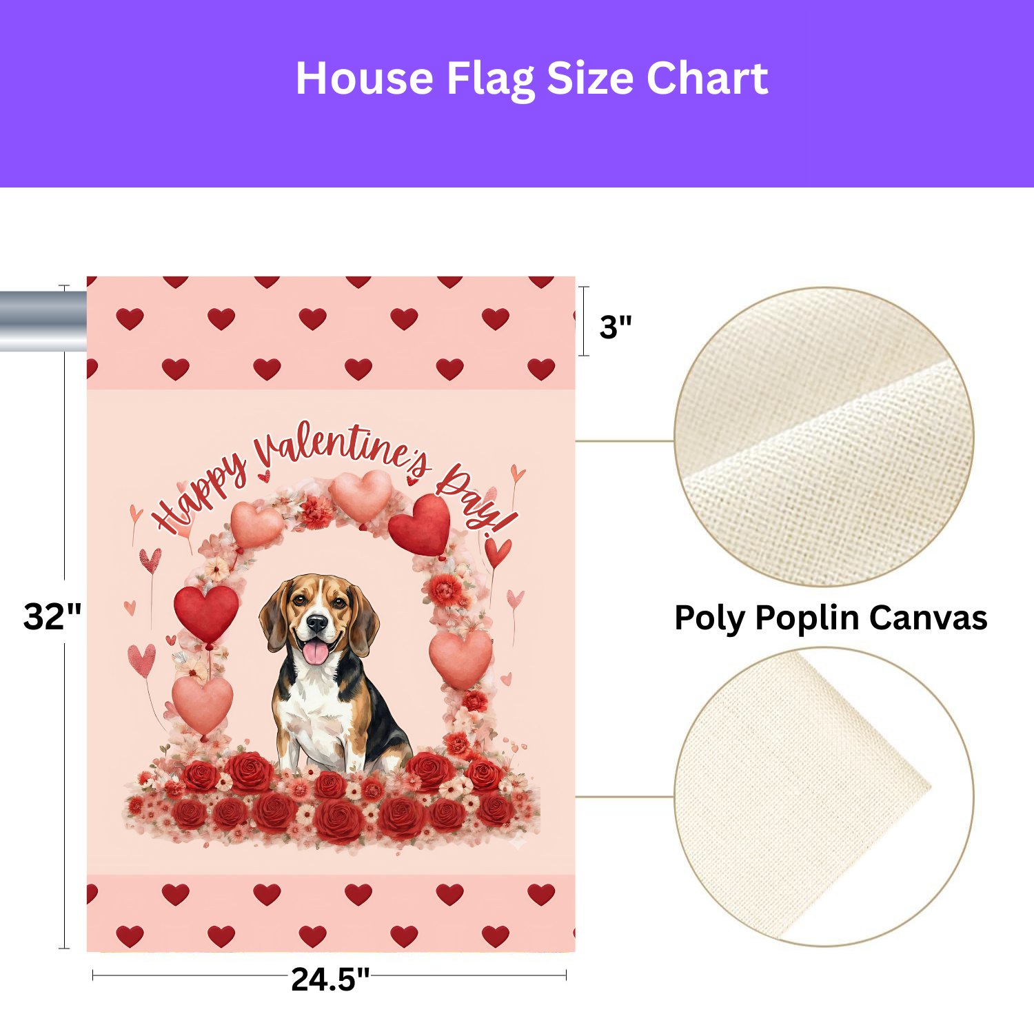 Valentine's Day Beagle Garden Flag