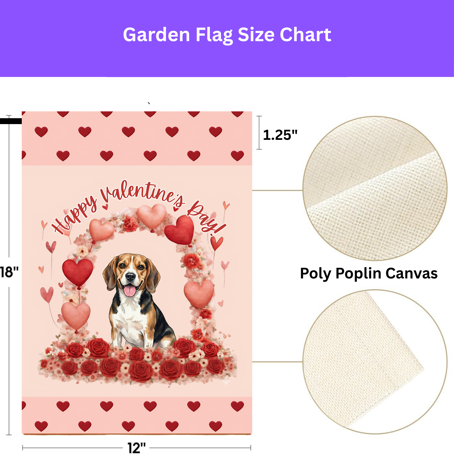 Valentine's Day Beagle Garden Flag
