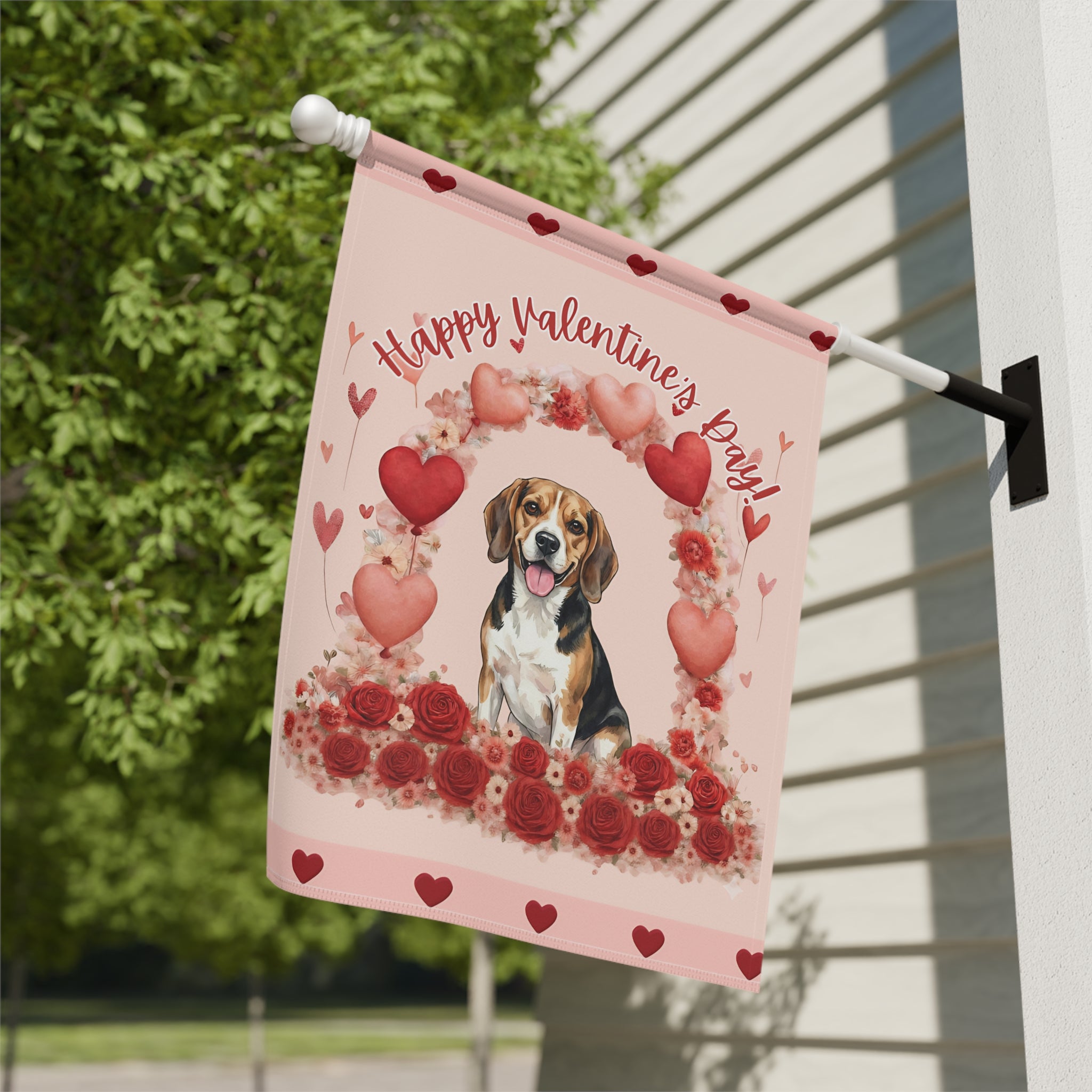 Valentine's Day Beagle Garden Flag
