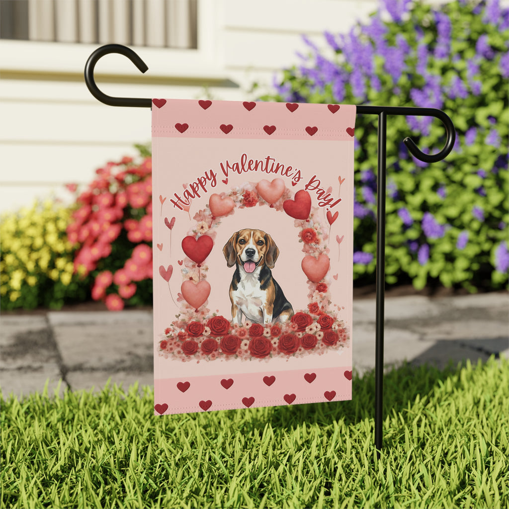 Valentine's Day Beagle Garden Flag