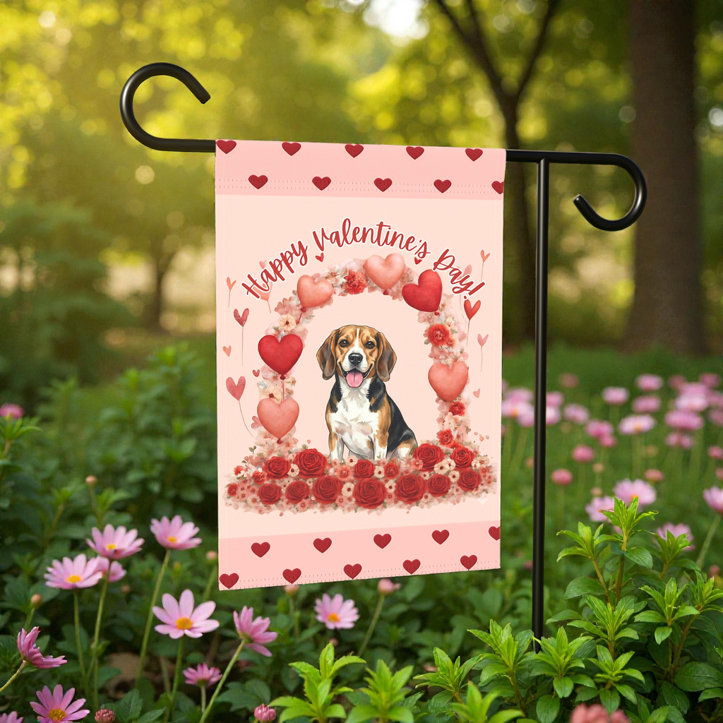 Valentine's Day Beagle Garden Flag