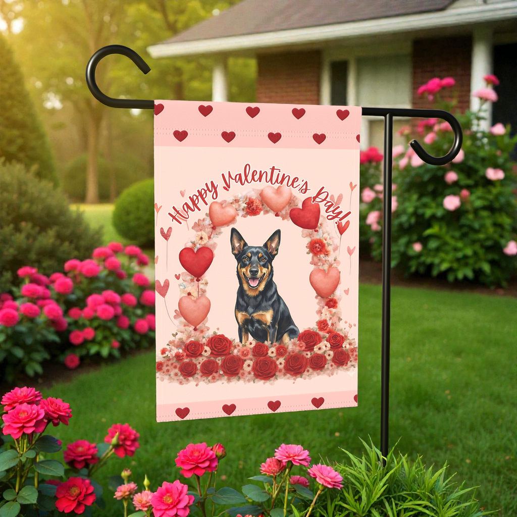 Valentine's Day Australian Kelpie Garden Flag