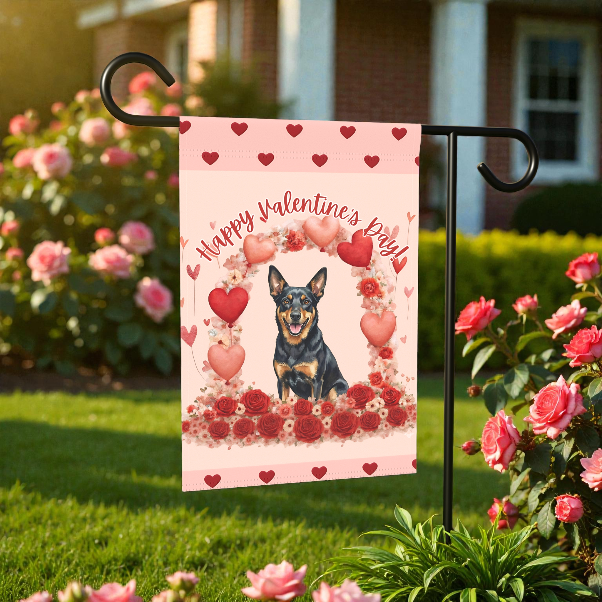 Valentine's Day Australian Kelpie Garden Flag