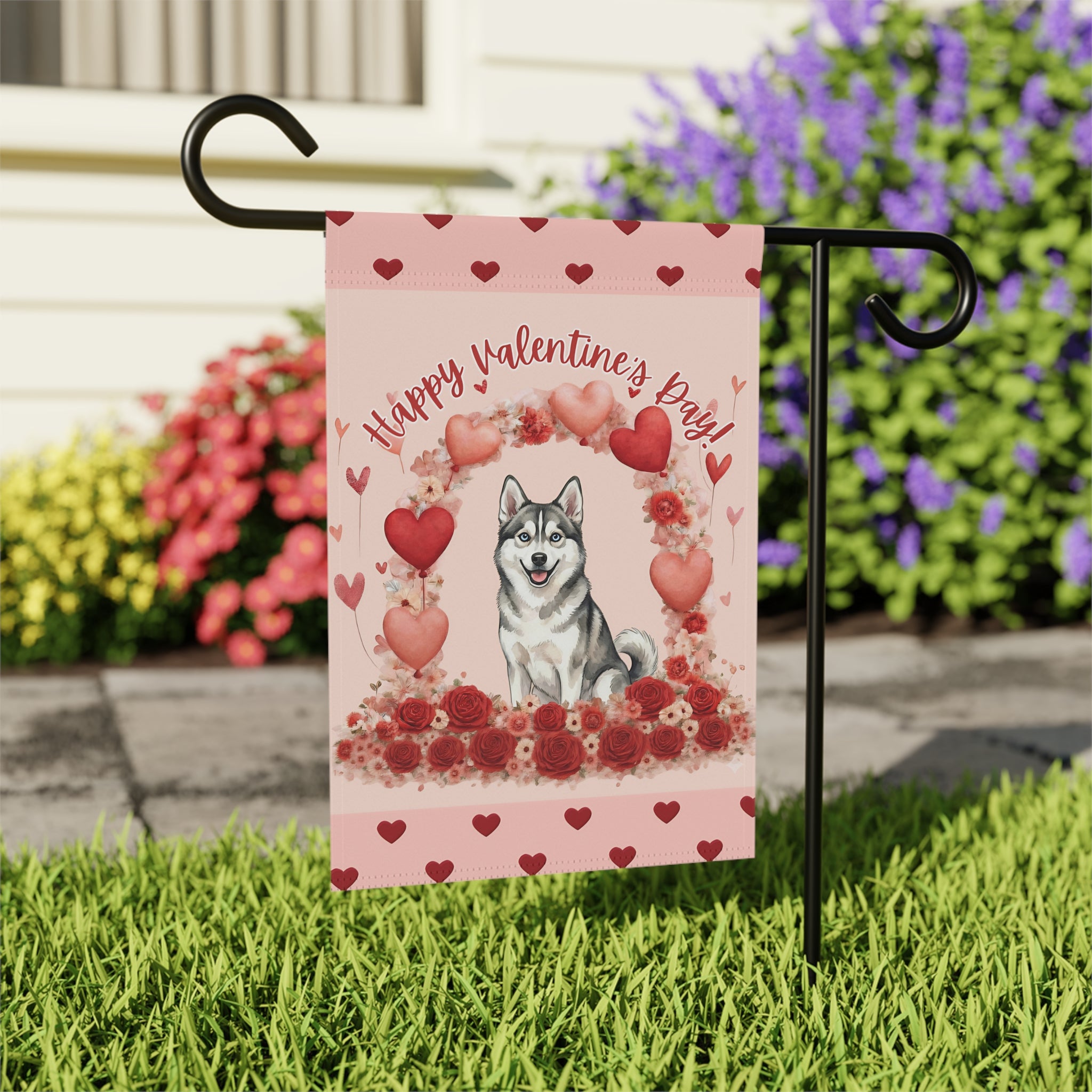 Valentine's Day Alaskan Klee Kai Garden Flag