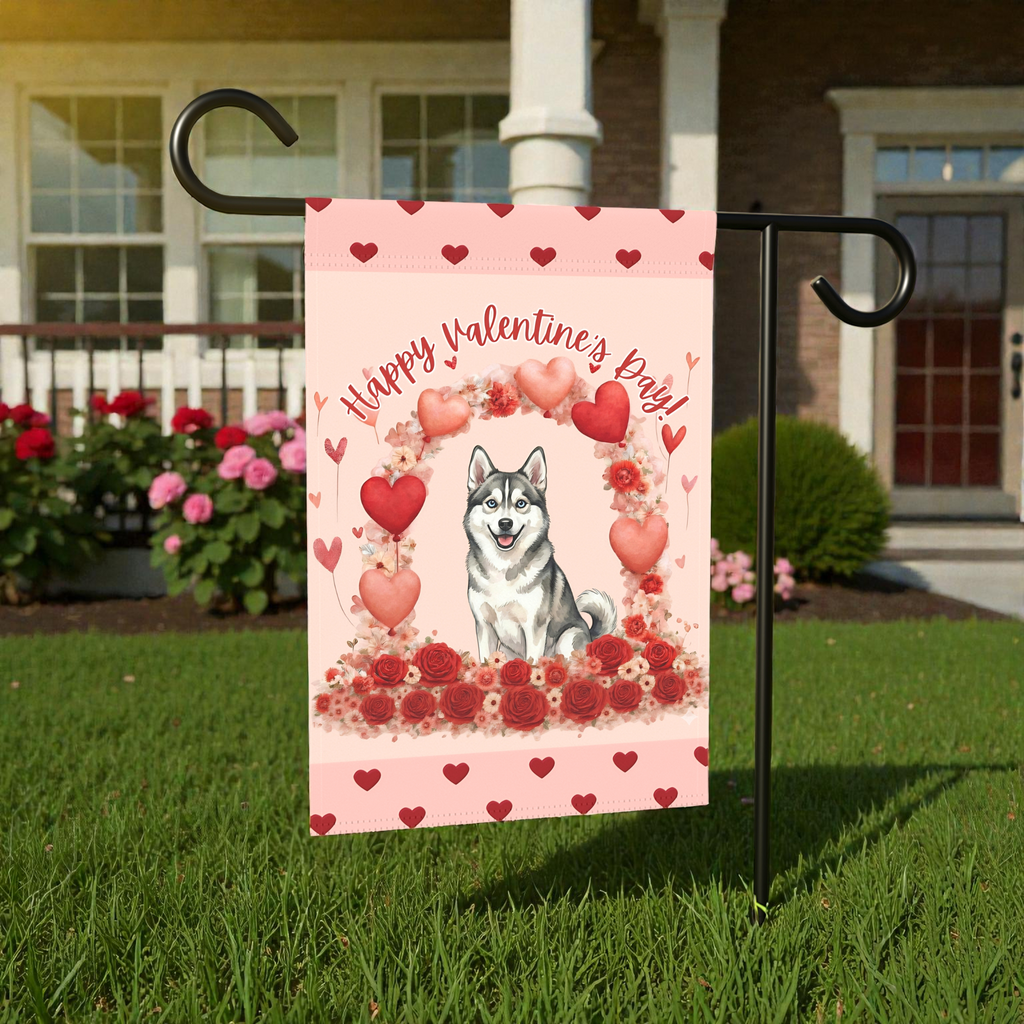 Valentine's Day Alaskan Klee Kai Garden Flag