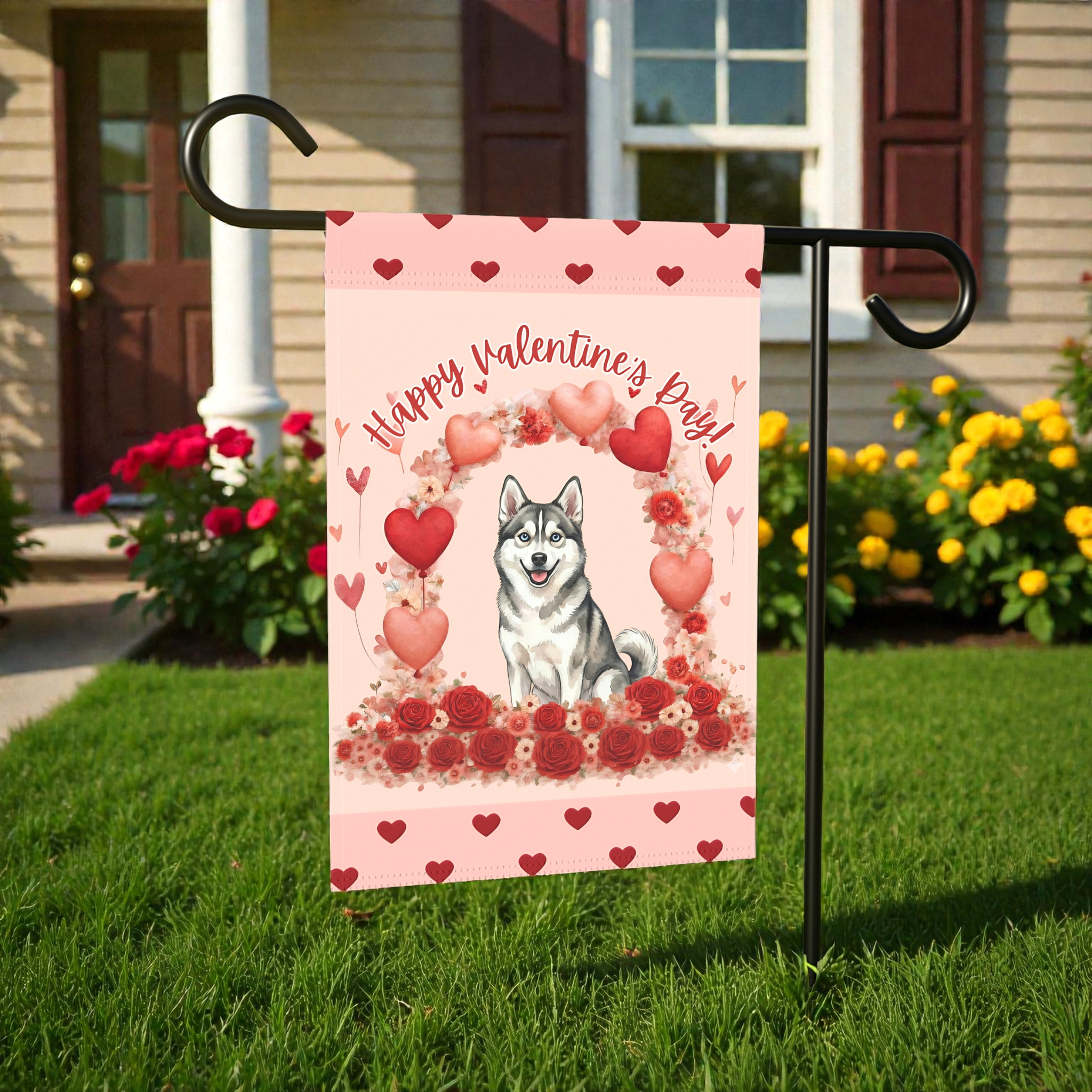 Valentine's Day Alaskan Klee Kai Garden Flag