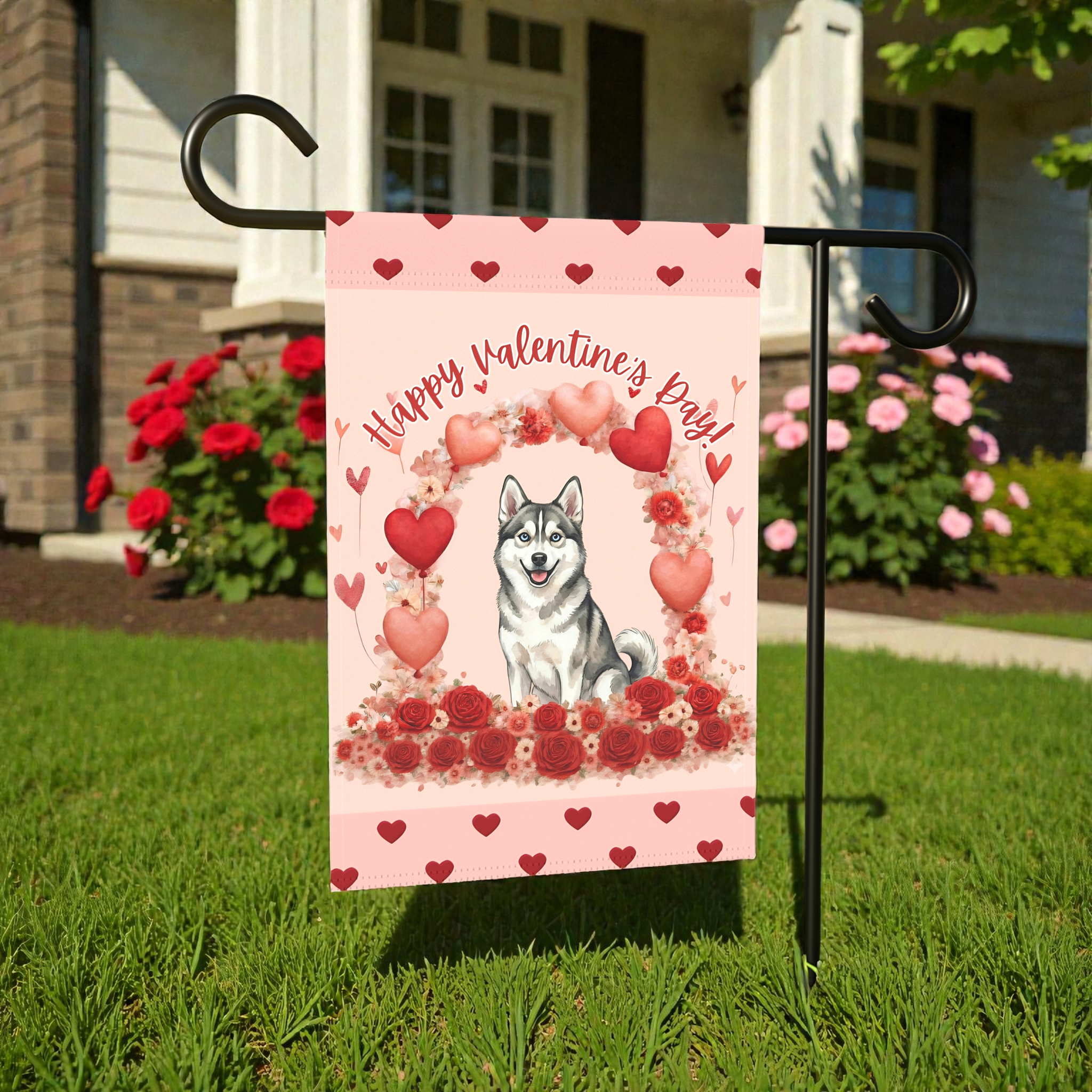 Valentine's Day Alaskan Klee Kai Garden Flag