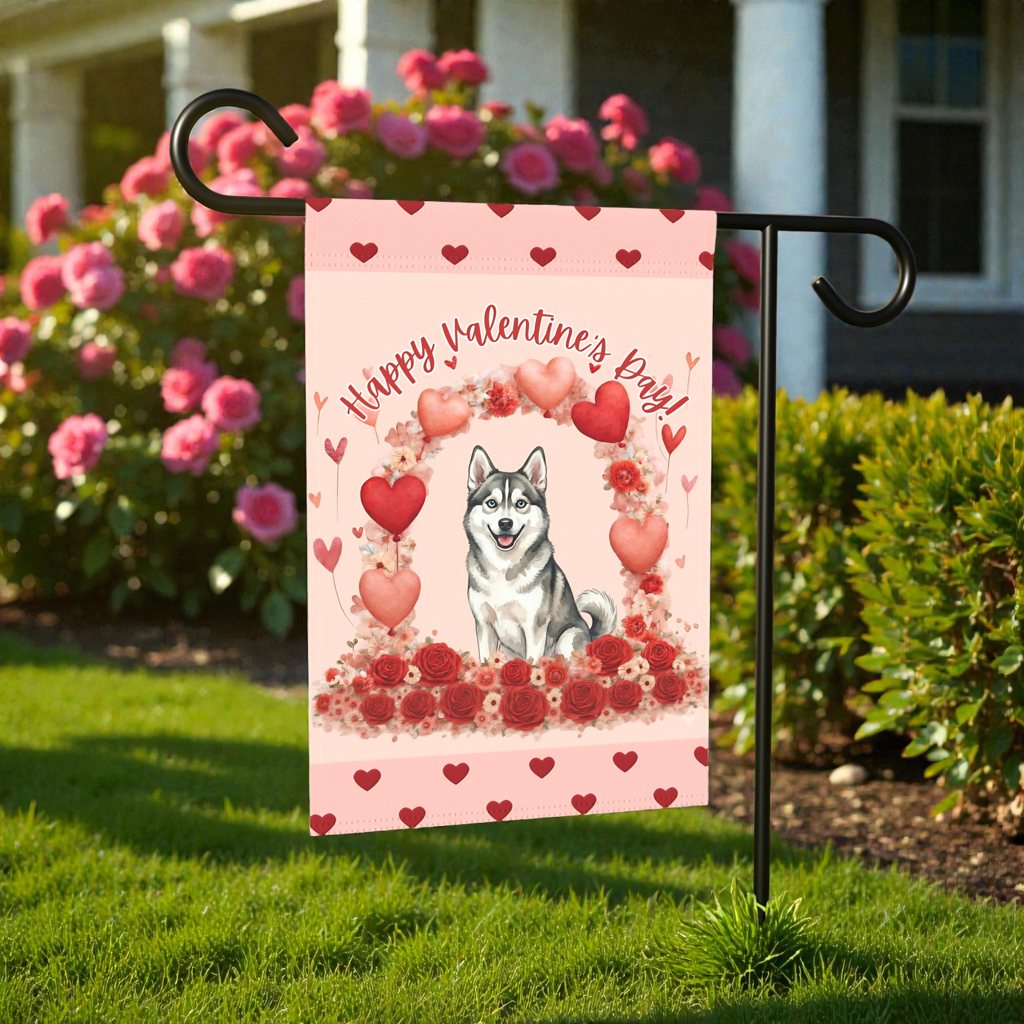 Valentine's Day Alaskan Klee Kai Garden Flag