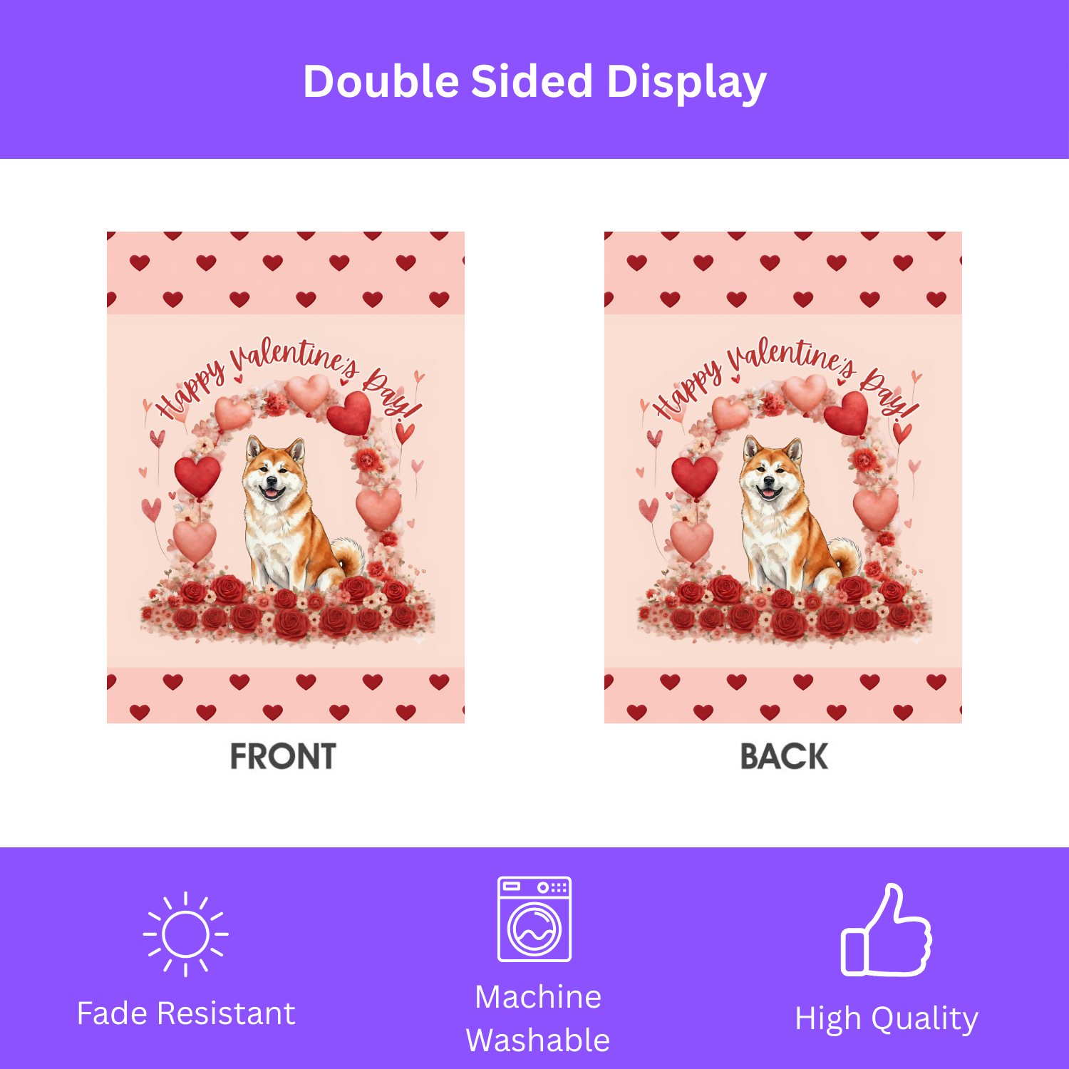 Valentine’s Day Akita Garden Flag