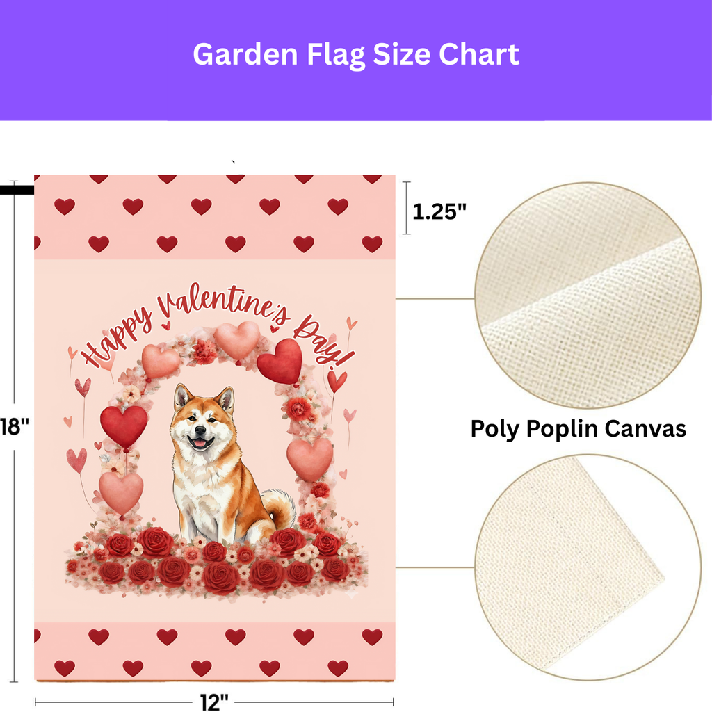 Valentine’s Day Akita Garden Flag