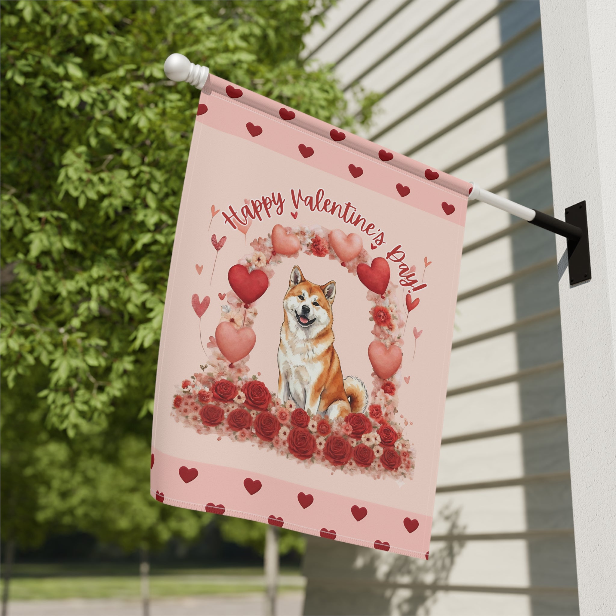 Valentine’s Day Akita Garden Flag