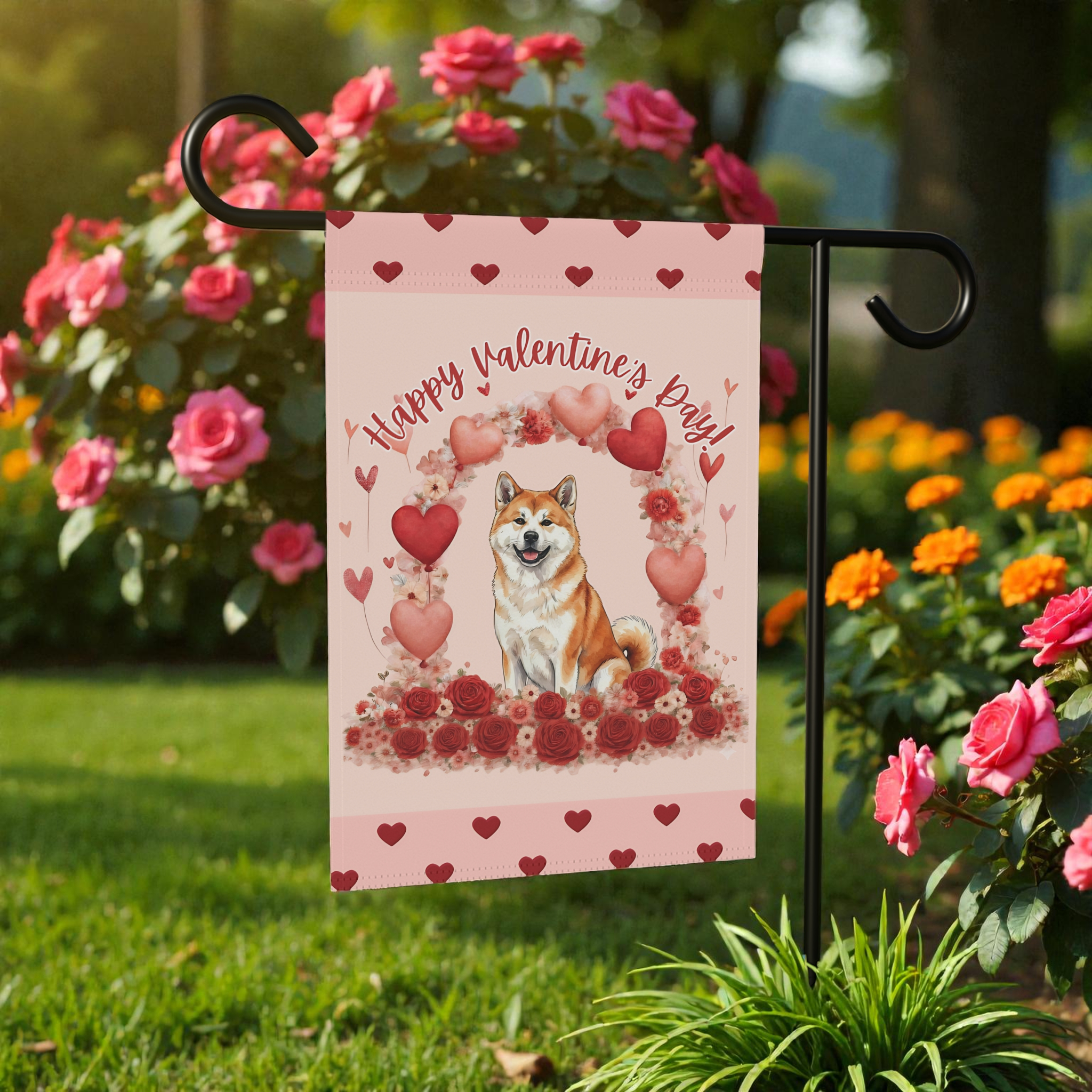 Valentine’s Day Akita Garden Flag