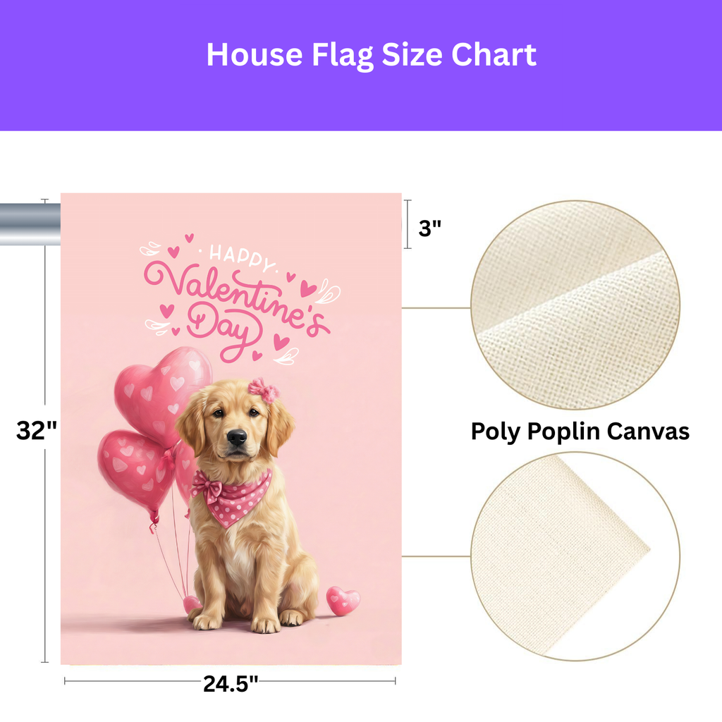 Golden Retriever Puppy Happy Valentine's Day Garden Flag