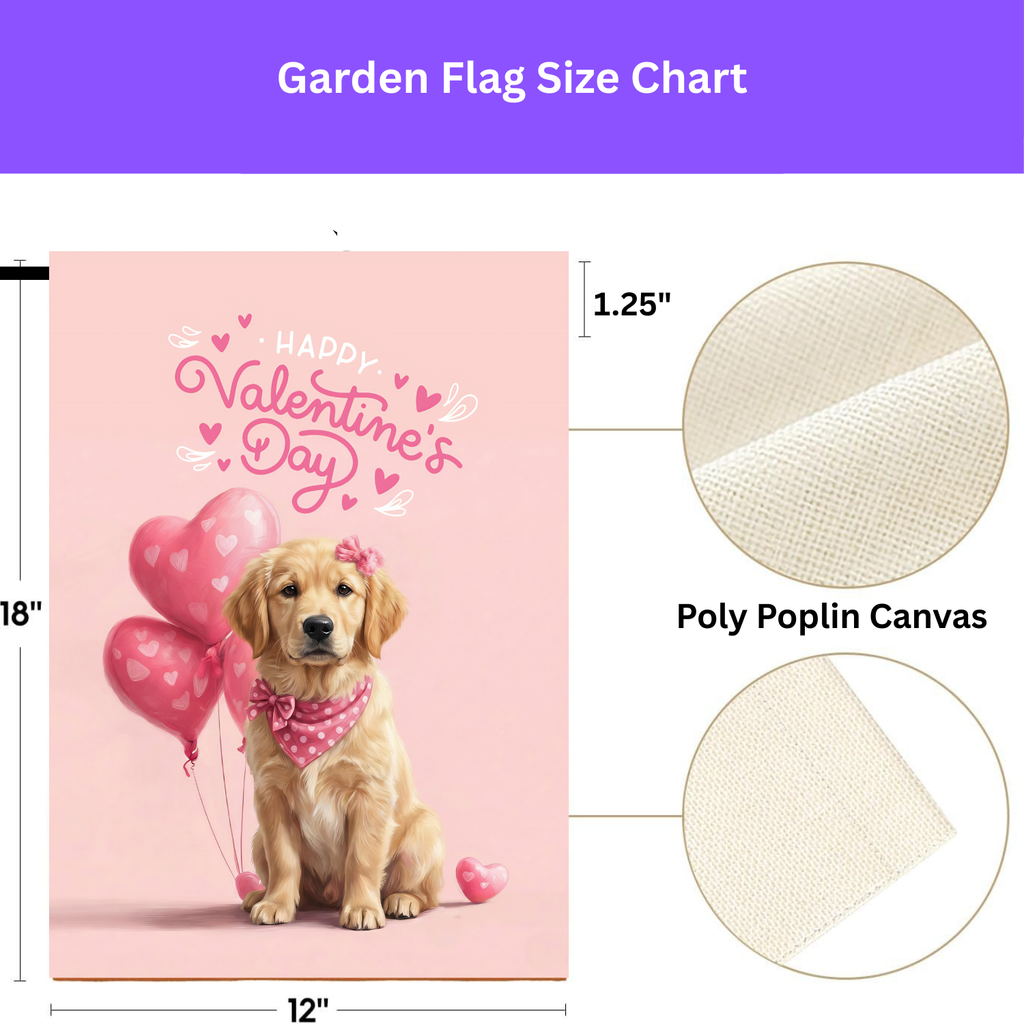 Golden Retriever Puppy Happy Valentine's Day Garden Flag
