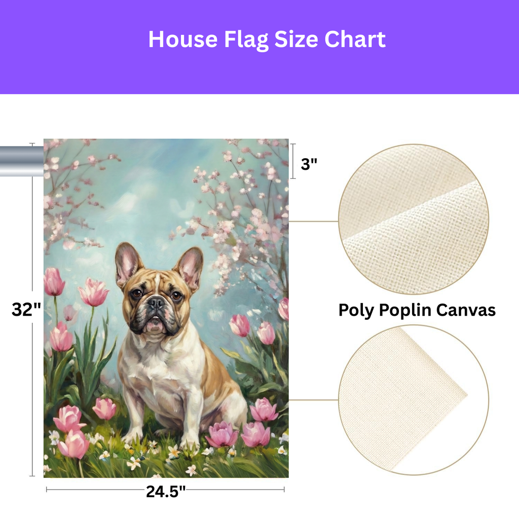 French Bulldog in the Tulips Spring Garden Flag - yard display - Dragonfire Gardens