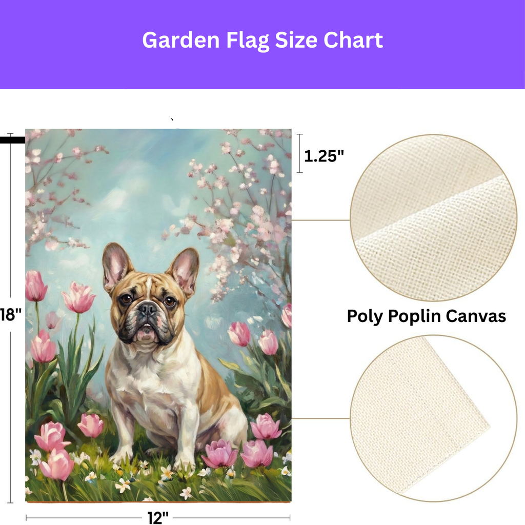 French Bulldog in the Tulips Spring Garden Flag - porch decor - Dragonfire Gardens