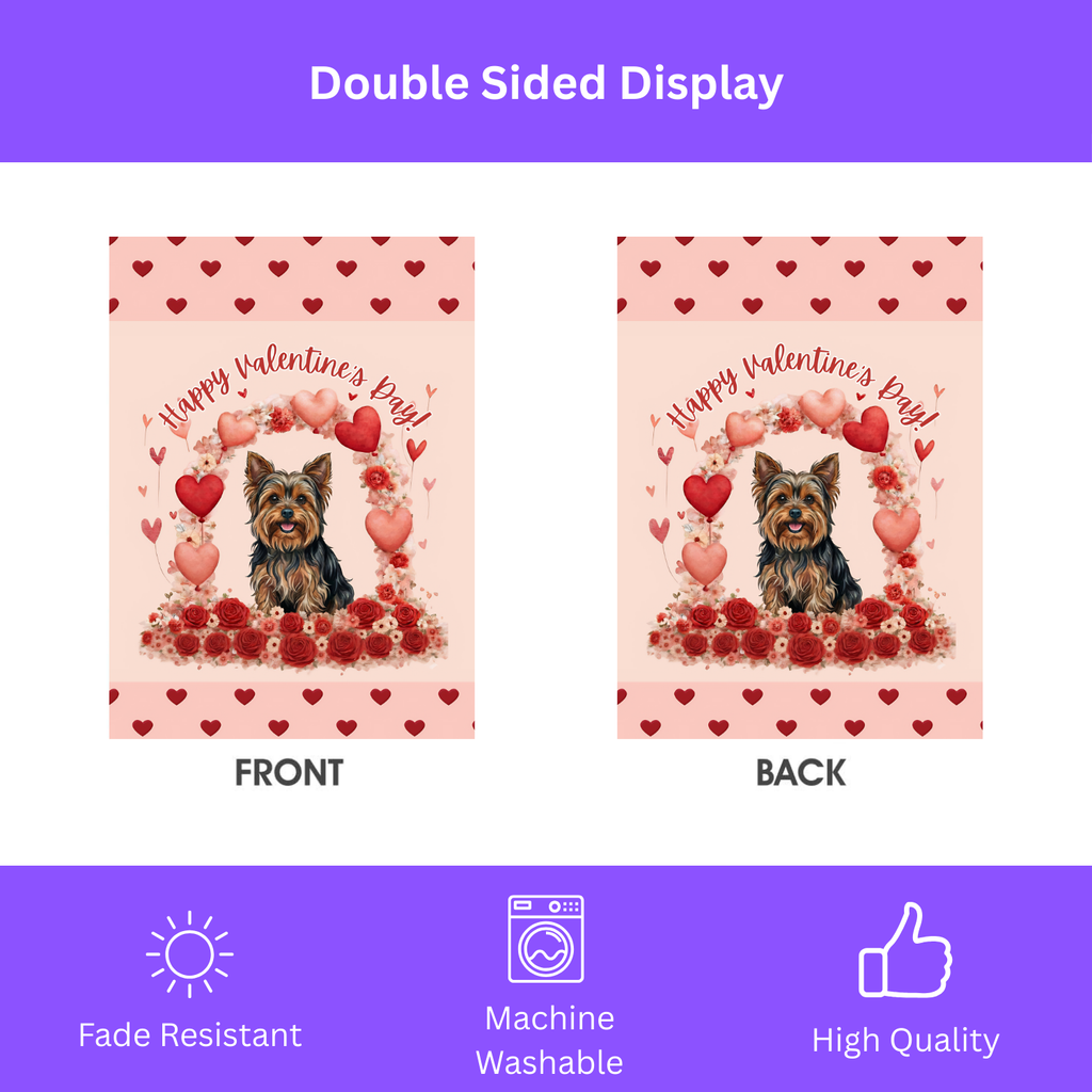 Valentine's Day Yorkshire Terrier Garden Flag