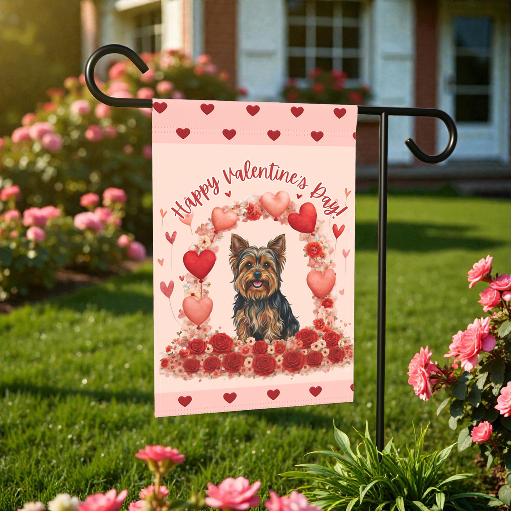 Valentine's Day Yorkshire Terrier Garden Flag