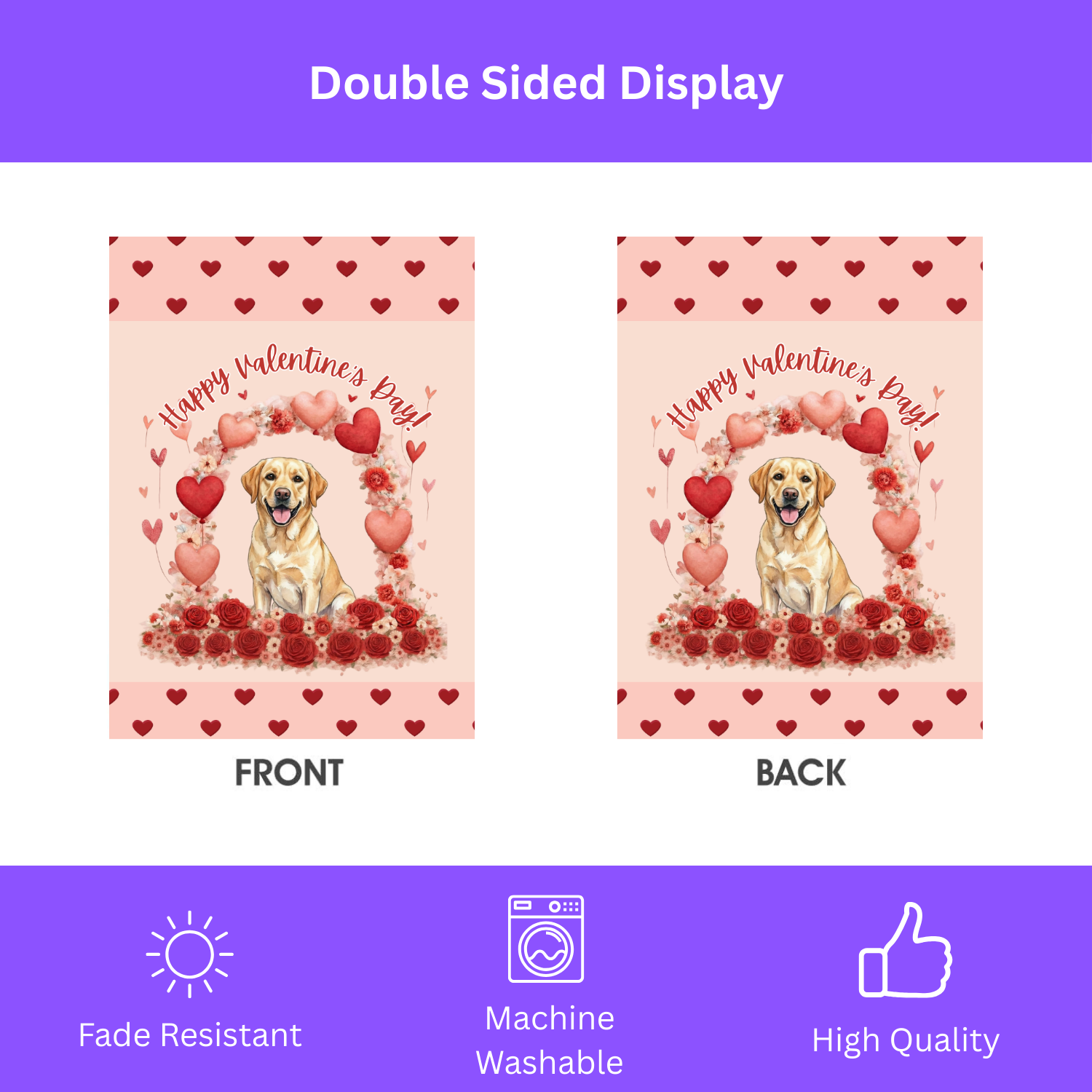 Valentine's Day Yellow Labrador Garden Flag