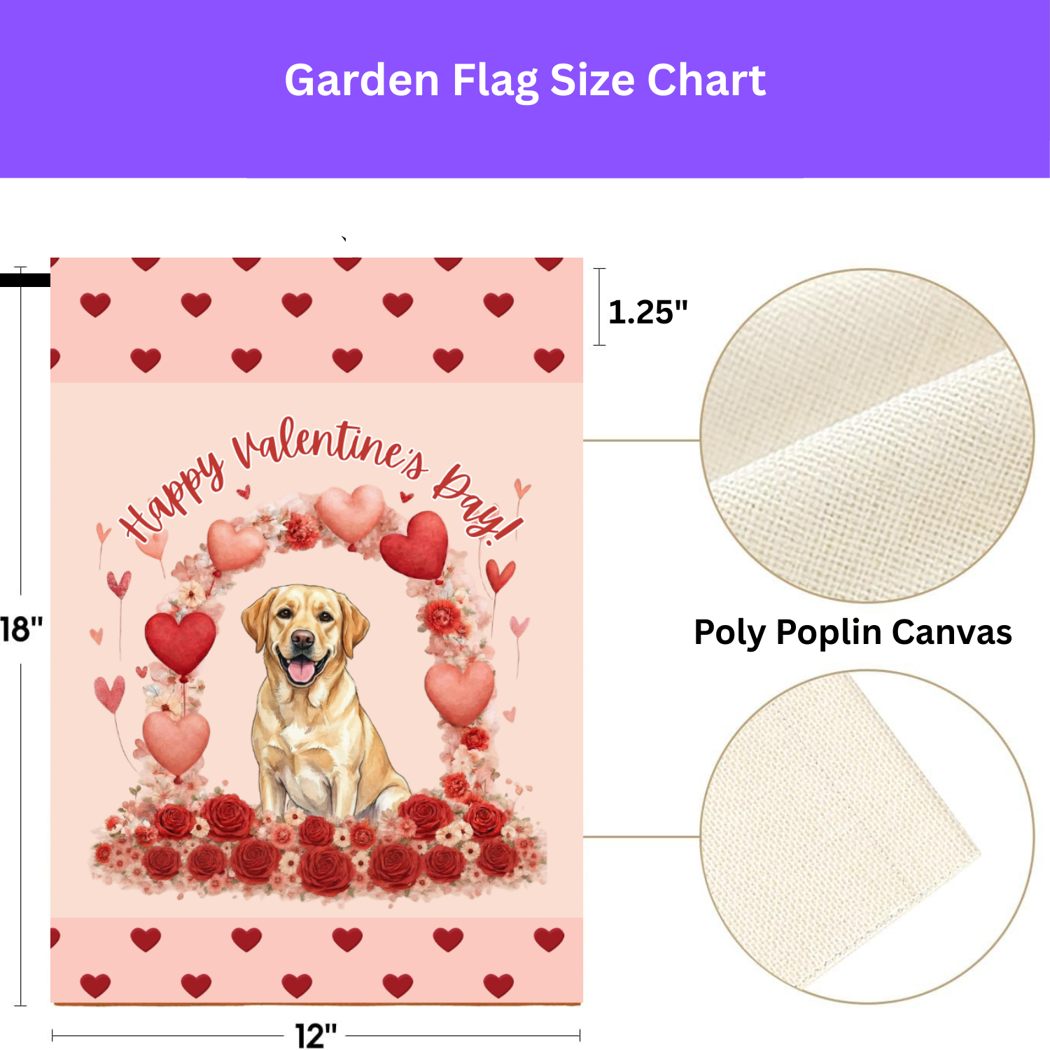 Valentine's Day Yellow Labrador Garden Flag