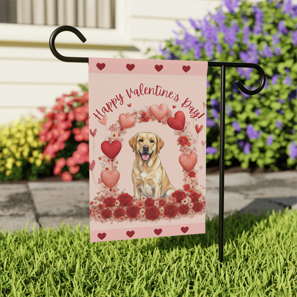 Valentine's Day Yellow Labrador Garden Flag