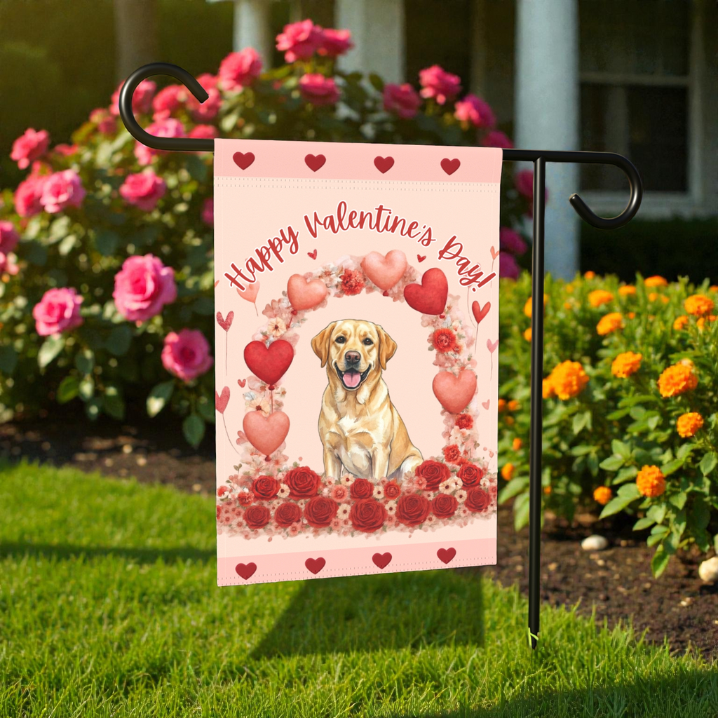 Valentine's Day Yellow Labrador Garden Flag