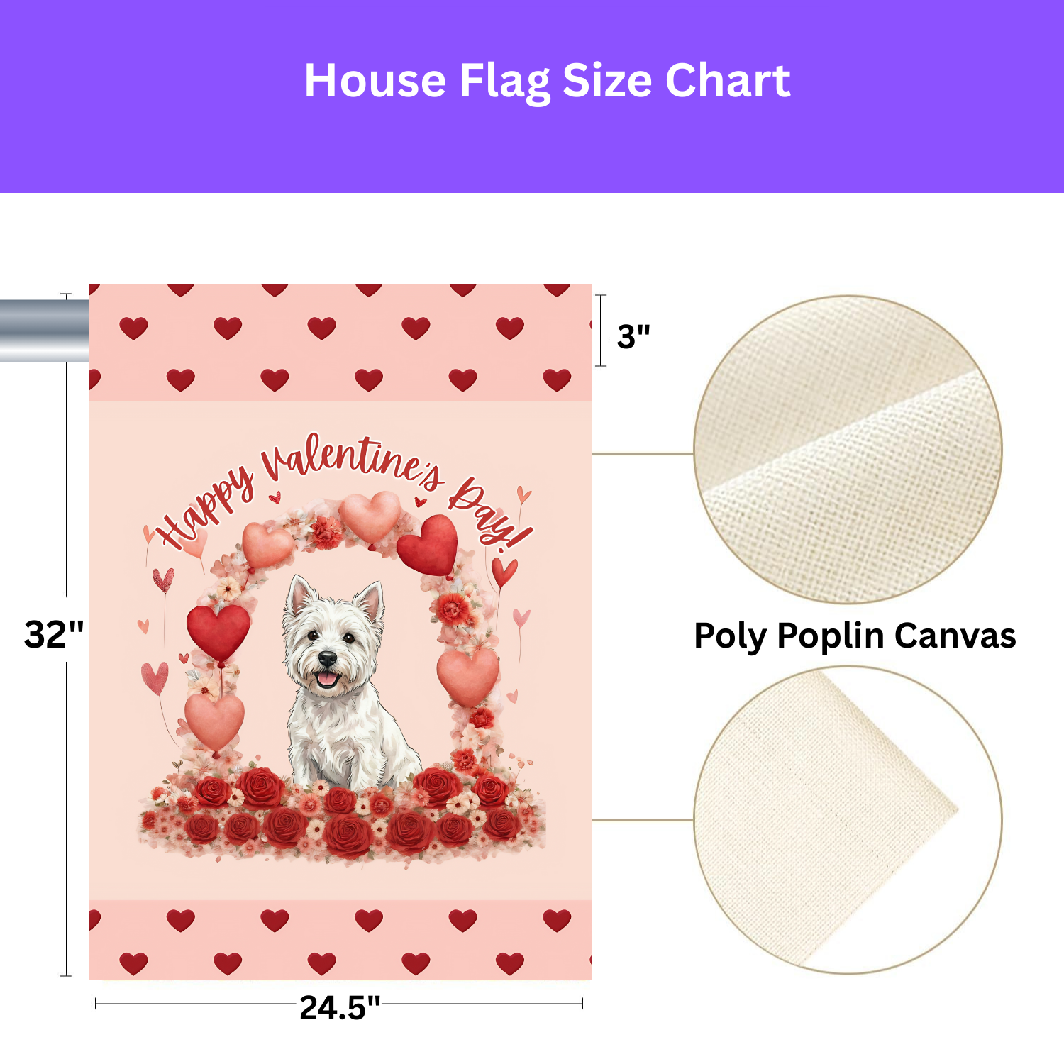 Valentine's Day Westie Garden Flag